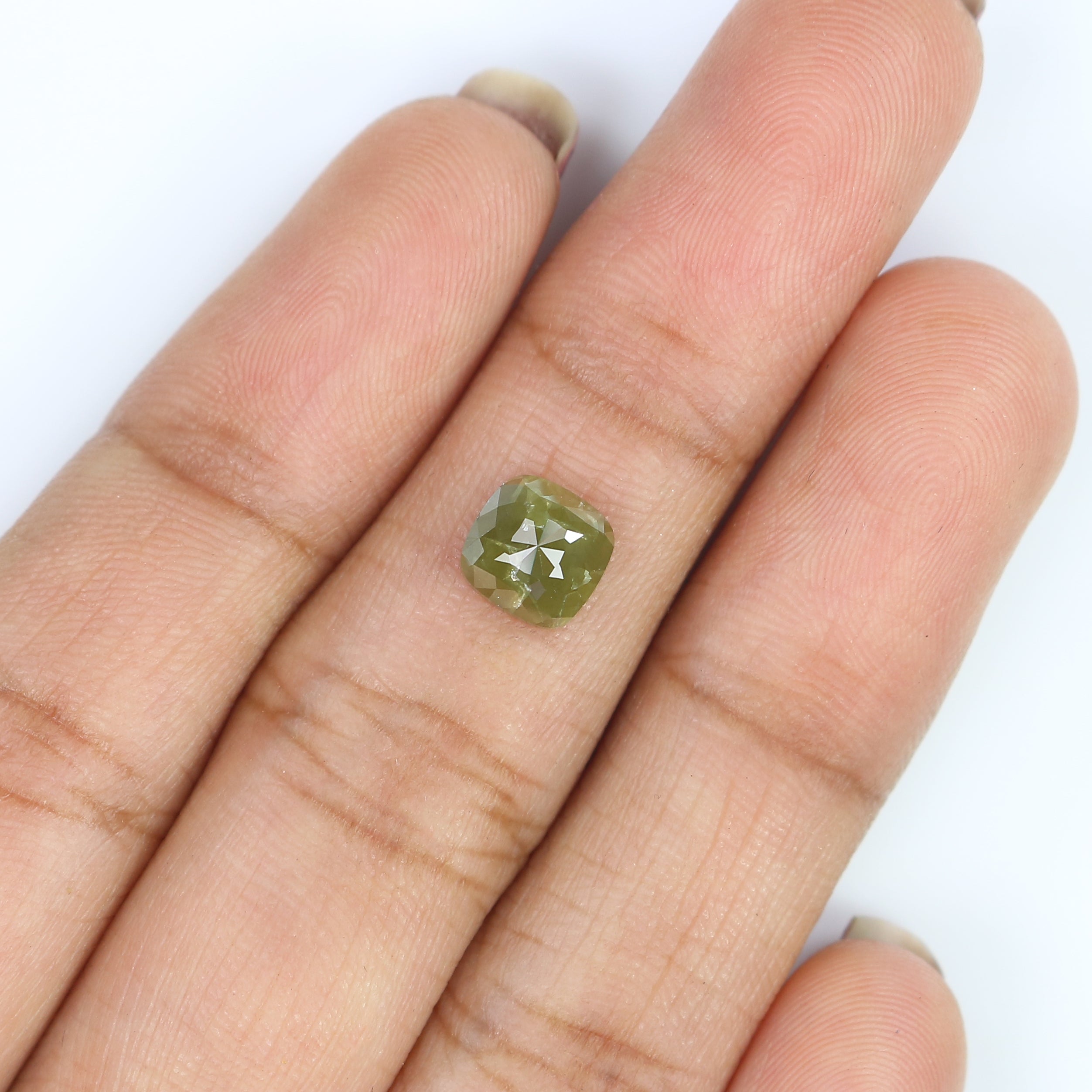 1.07 Ct Natural Loose Cushion Shape Diamond Green Color Cushion Diamond 6.25 MM Natural Diamond Green Color Cushion Rose Cut Diamond LQ3048