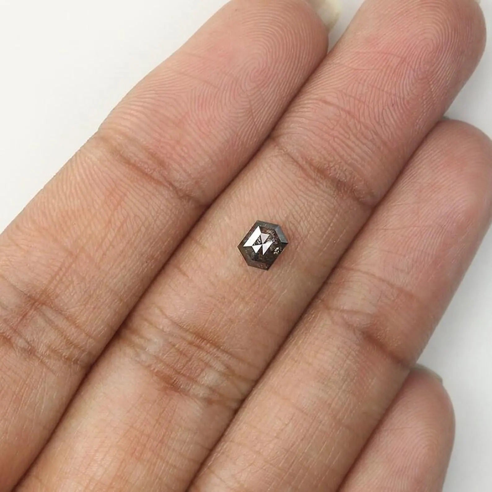 0.45 CT Natural Loose Hexagon Diamond Salt And Pepper Hexagon Diamond 5.10 MM Natural Loose Black Grey Color Hexagon Rose Cut Diamond NQ1516