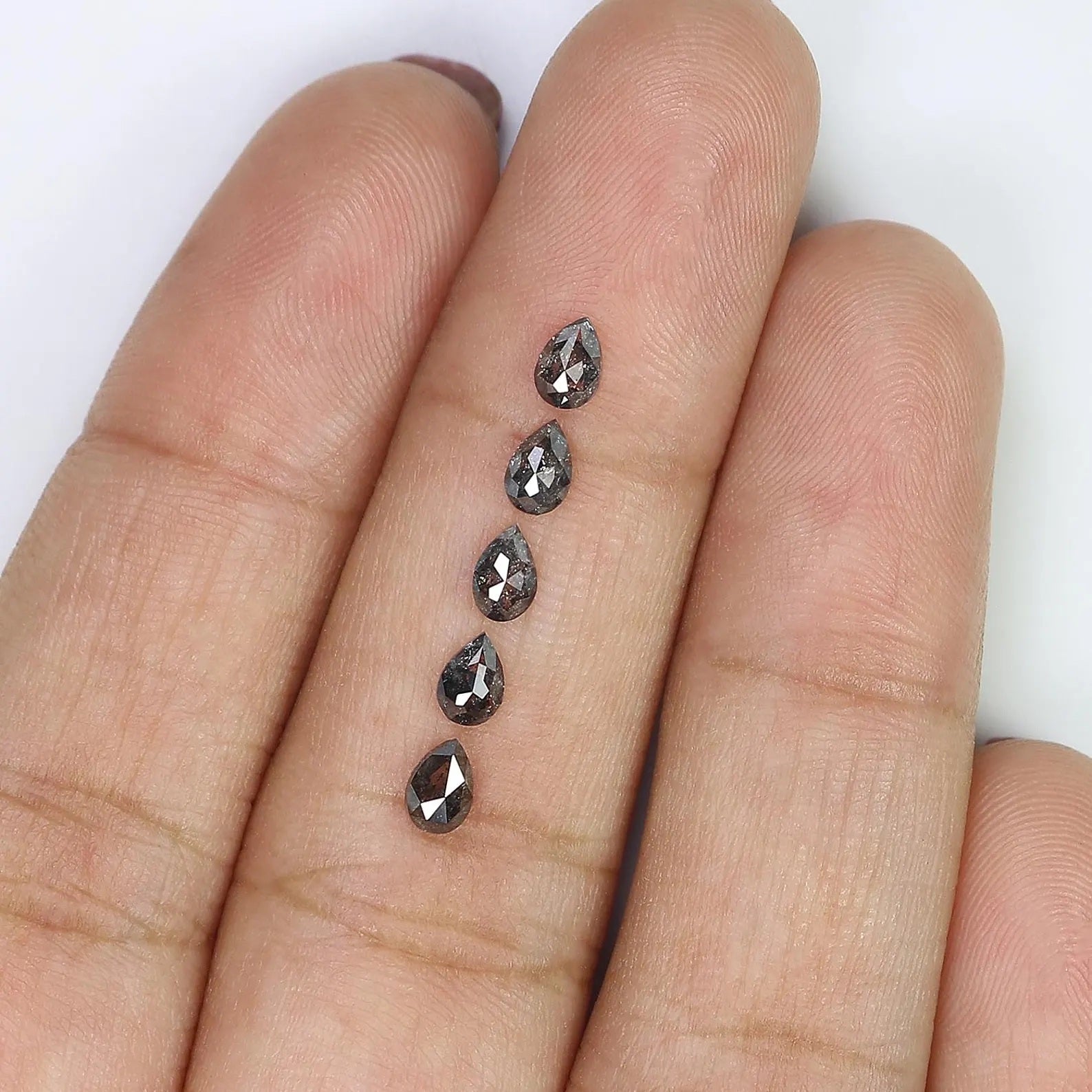 0.94 CT Natural Loose Pear Diamond Salt And Pepper Diamond 4.20 MM Natural Loose Diamond Black Grey Color Pear Shape Rose Cut Diamond NQ1568