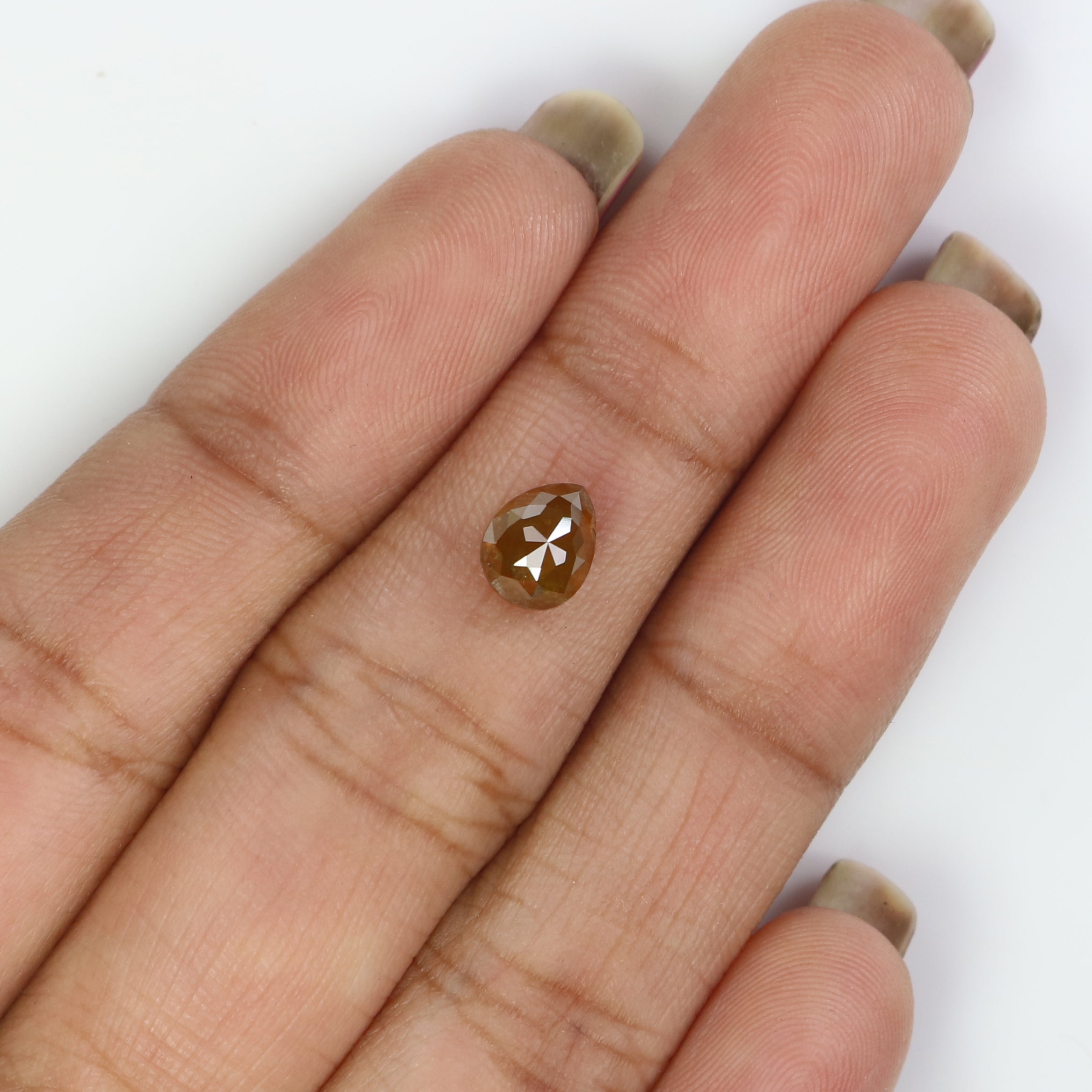1.13 CT Natural Loose Pear Shape Diamond Brown Color Pear Cut Diamond 6.65 MM Natural Loose Brown Color Diamond Pear Rose Cut Diamond LQ2861