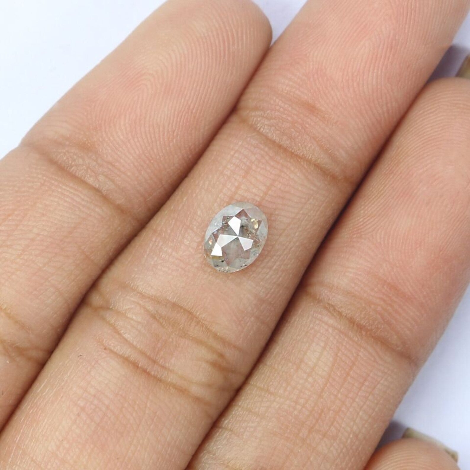 0.68 CT Natural Loose Oval Diamond Grey Color Diamond 6.25 MM Natural Loose Diamond Salt And Pepper Oval Rose Cut Diamond QN2185
