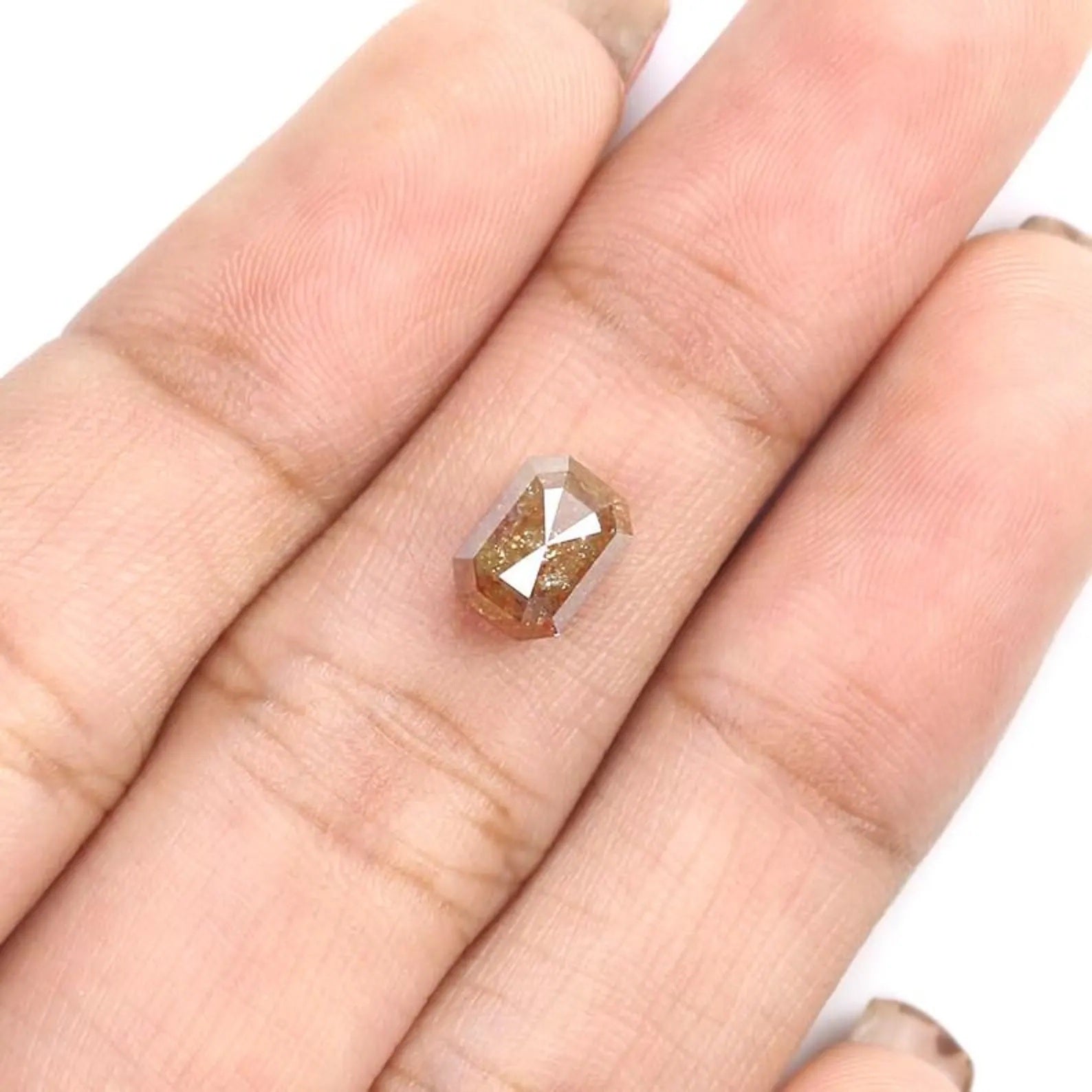 1.33 Ct Natural Loose Emerald Shape Diamond Brown Color Emerald Diamond 7.00 MM Natural Loose Brown Color Emerald Rose Cut Diamond NQ587