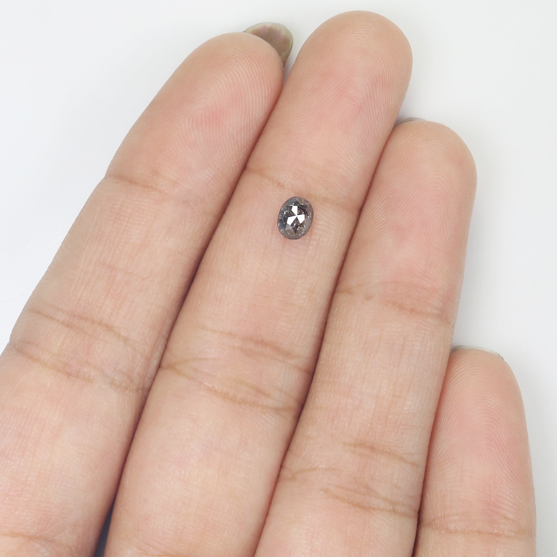 0.37 CT Natural Loose Oval Shape Diamond Salt And Pepper Oval Cut Diamond 4.80 MM Natural Loose Black Grey Color Oval Rose Cut Diamond LQ701