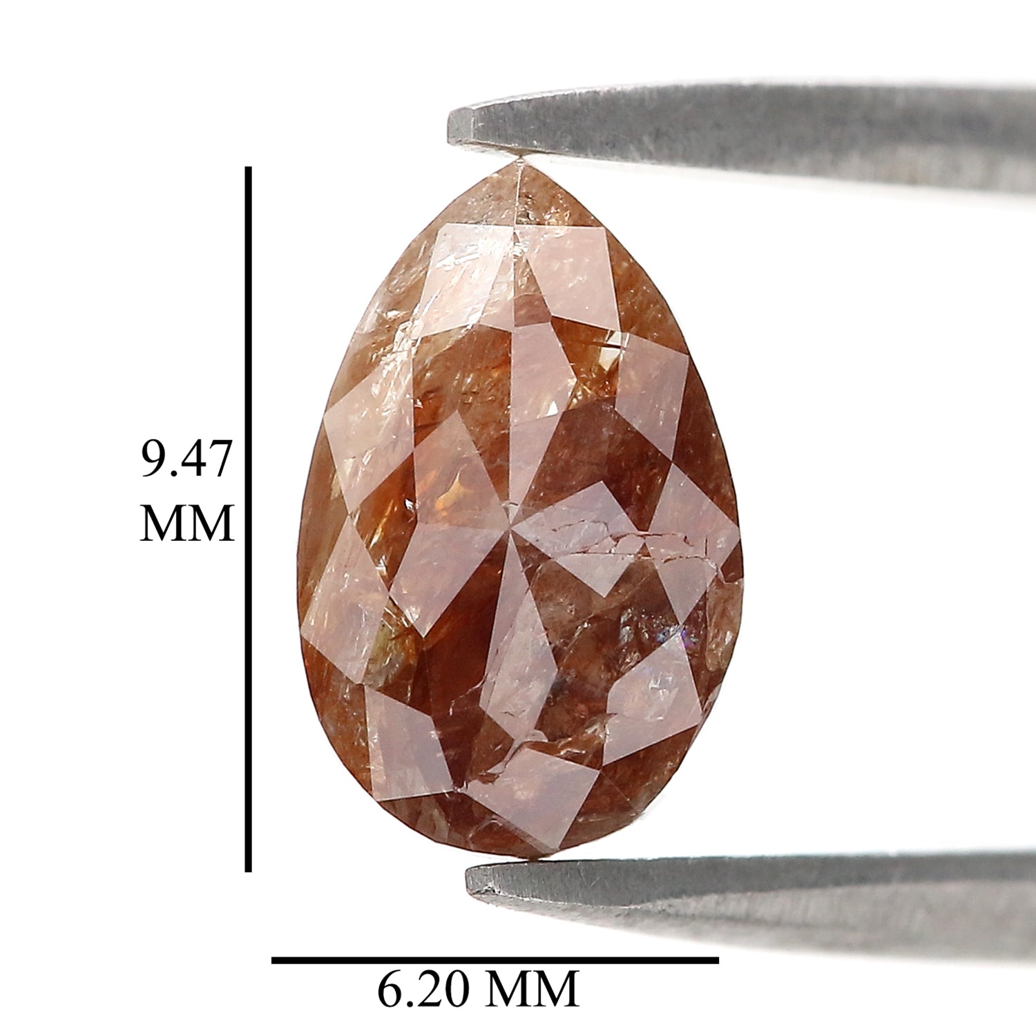 Natural Pear Brown Diamond 1.97 CT Loose Rose Cut Brown Stone 9.50 MM Rustic Diamond Pear Diamond For Custom Engagement Ring L3653