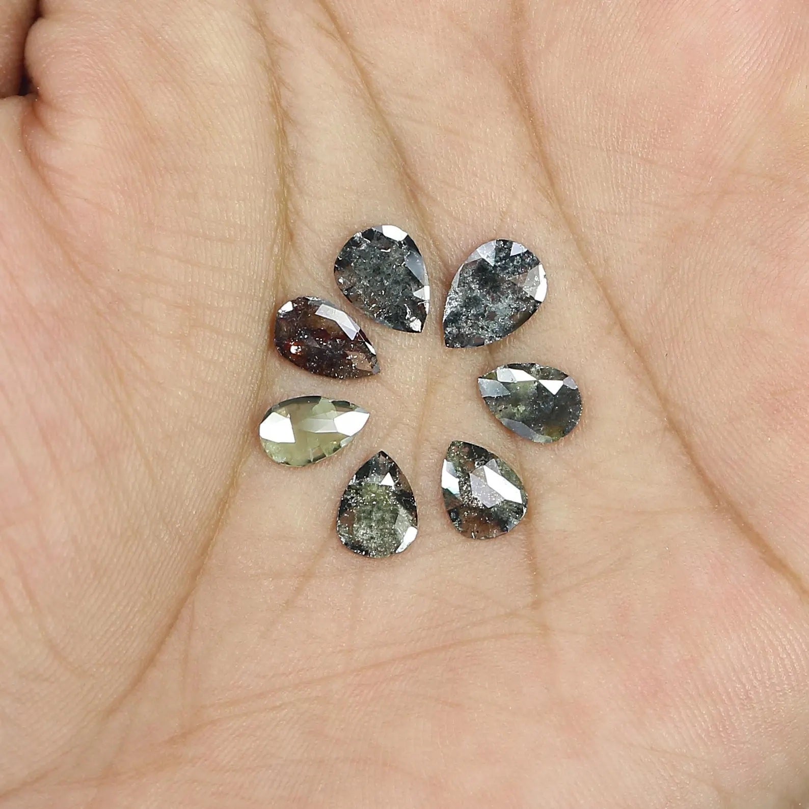 1.83 CT Natural Loose Pear Shape Diamond Salt And Pepper Pear Diamond 7.55 MM Natural Loose Black Grey Color Pear Rose Cut Diamond NQ2538