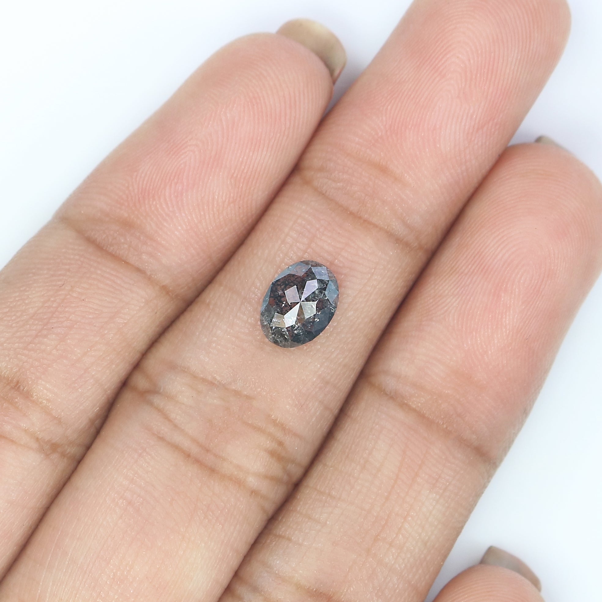 0.80 CT Natural Loose Oval Shape Diamond Salt And Pepper Oval Diamond 7.10 MM Natural Diamond Black Grey Color Oval Rose Cut Diamond KQ2708