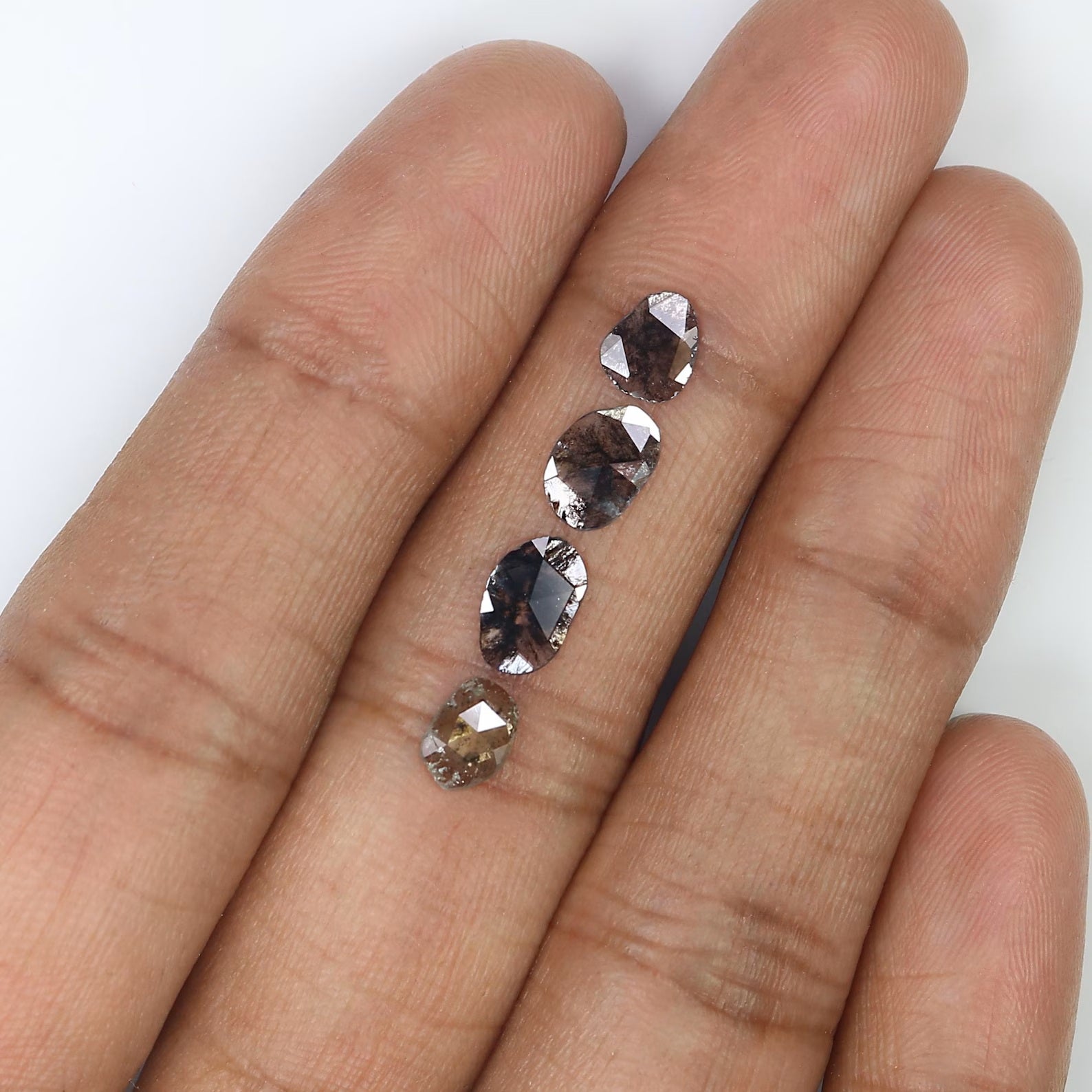 1.08 CT Natural Loose Slice Shape Diamond Salt And Pepper Slice Cut Diamond 7.55 MM Natural Black Grey Color Slice Rose Cut Diamond NQ2535