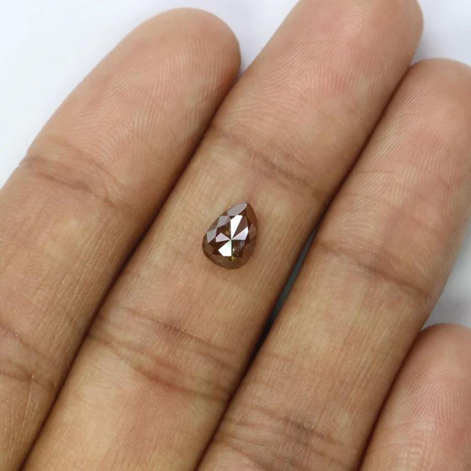 0.84 CT Natural Loose Pear Shape Diamond Brown Color Pear Diamond 6.95 MM Natural Loose Diamond Brown Color Pear Rose Cut Diamond NQ2369
