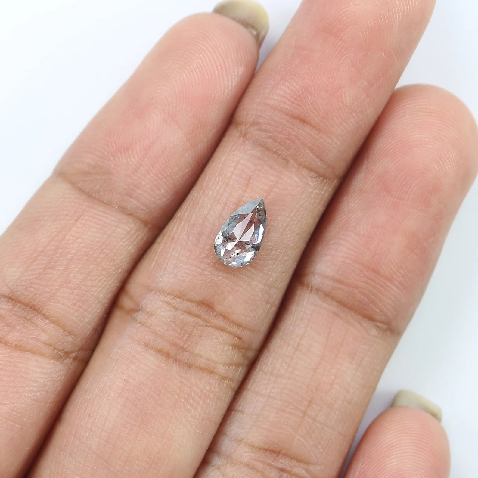 0.65 Ct Natural Loose Pear Cut Diamond Salt And Pepper Pear Diamond 7.40 MM Natural Diamond Black Grey Color Pear Rose Cut Diamond NQ2513