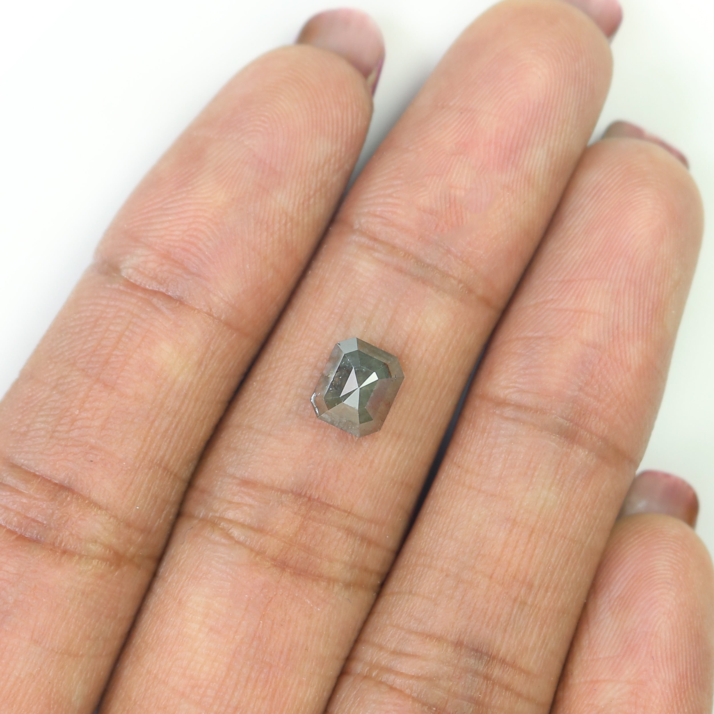 1.41 CT Natural Loose Emerald Shape Diamond Green Brown Color Emerald Shape Diamond 6.55 MM Natural Loose Diamond Rose Cut Diamond N2661