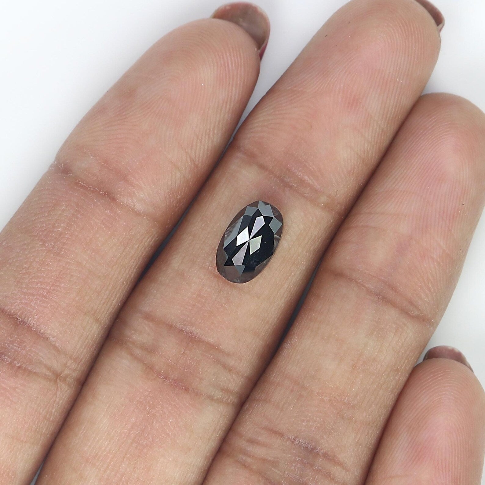 1.94 Ct Natural Loose Oval Shape Diamond Black Color Oval Cut Diamond 9.15 MM Natural Loose Diamond Black Oval Shape Rose Cut Diamond KDN375