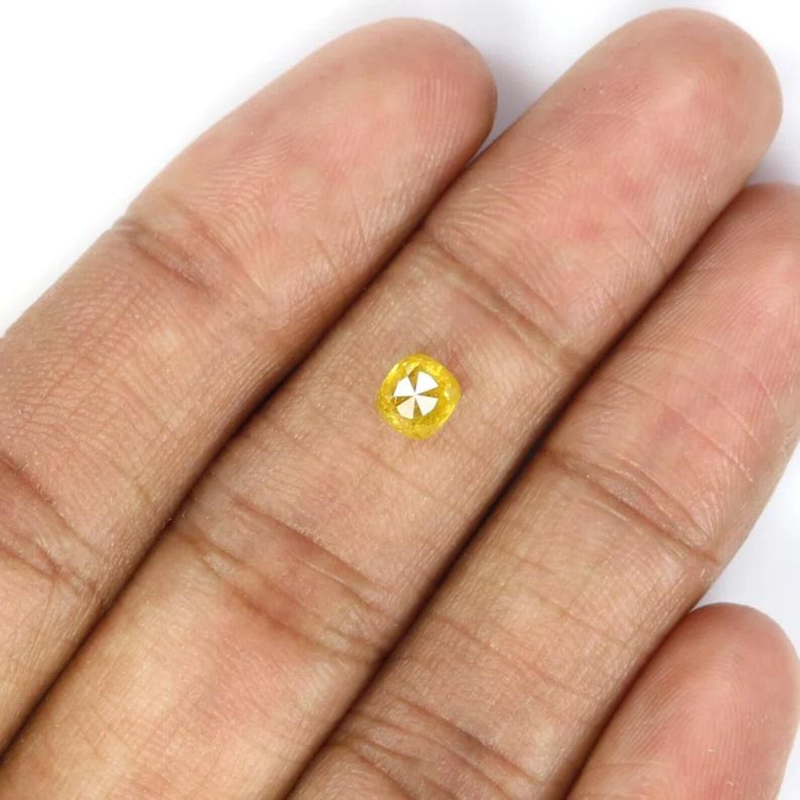 0.71 CT Natural Loose Cushion Shape Diamond Yellow Color Cushion Diamond 4.90 MM Natural Loose Yellow Color Cushion Rose Cut Diamond NQ2358