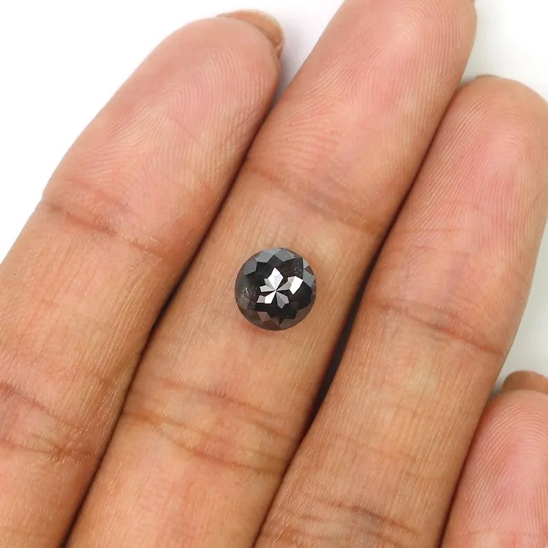1.78 CT Natural Loose Round Rose Cut Diamond Salt And Pepper Round Shape Diamond 7.20 MM Natural Black Grey Color Rose Cut Diamond QN9666