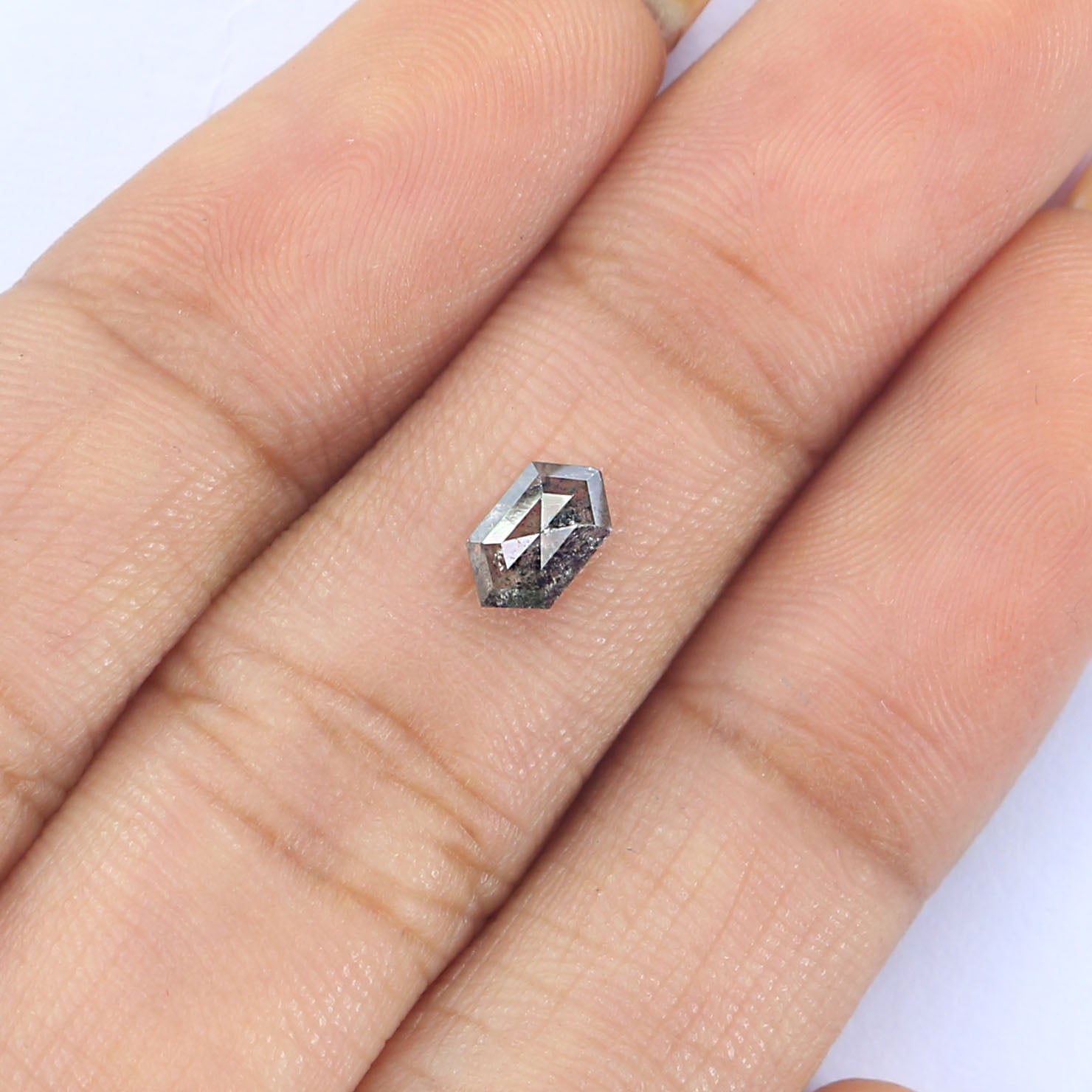 0.48 CT Natural Loose Hexagon Cut Diamond Salt And Pepper Hexagon Diamond 6.40 MM Natural Loose Black Grey Color Hexagon Cut Diamond QL2472