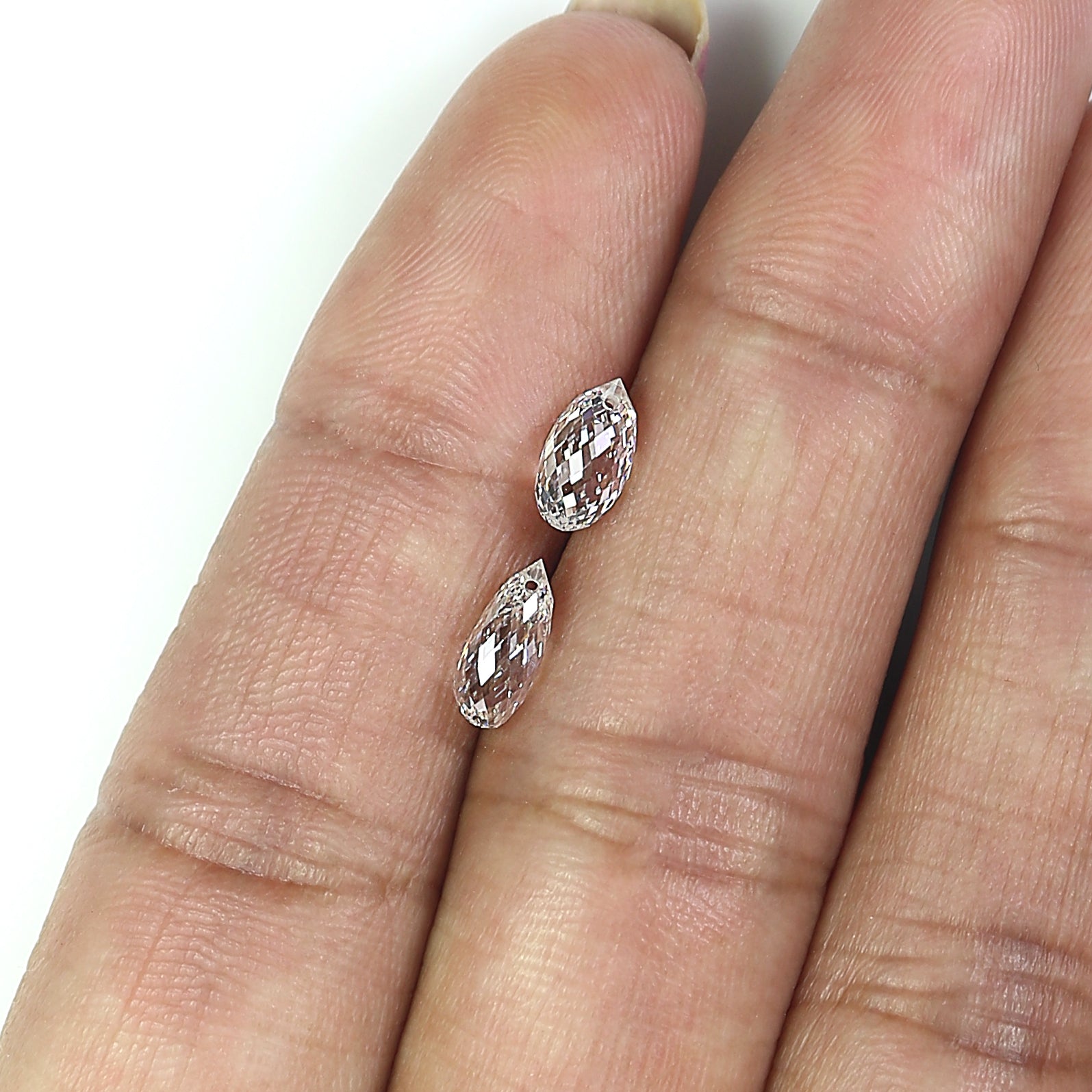 2.00 CT Lab Grown Briolette Cut White - F Color VS Clarity Diamond Lab Grown CVD Diamond Lab Created Diamond Drop Rose Cut Diamond L3307