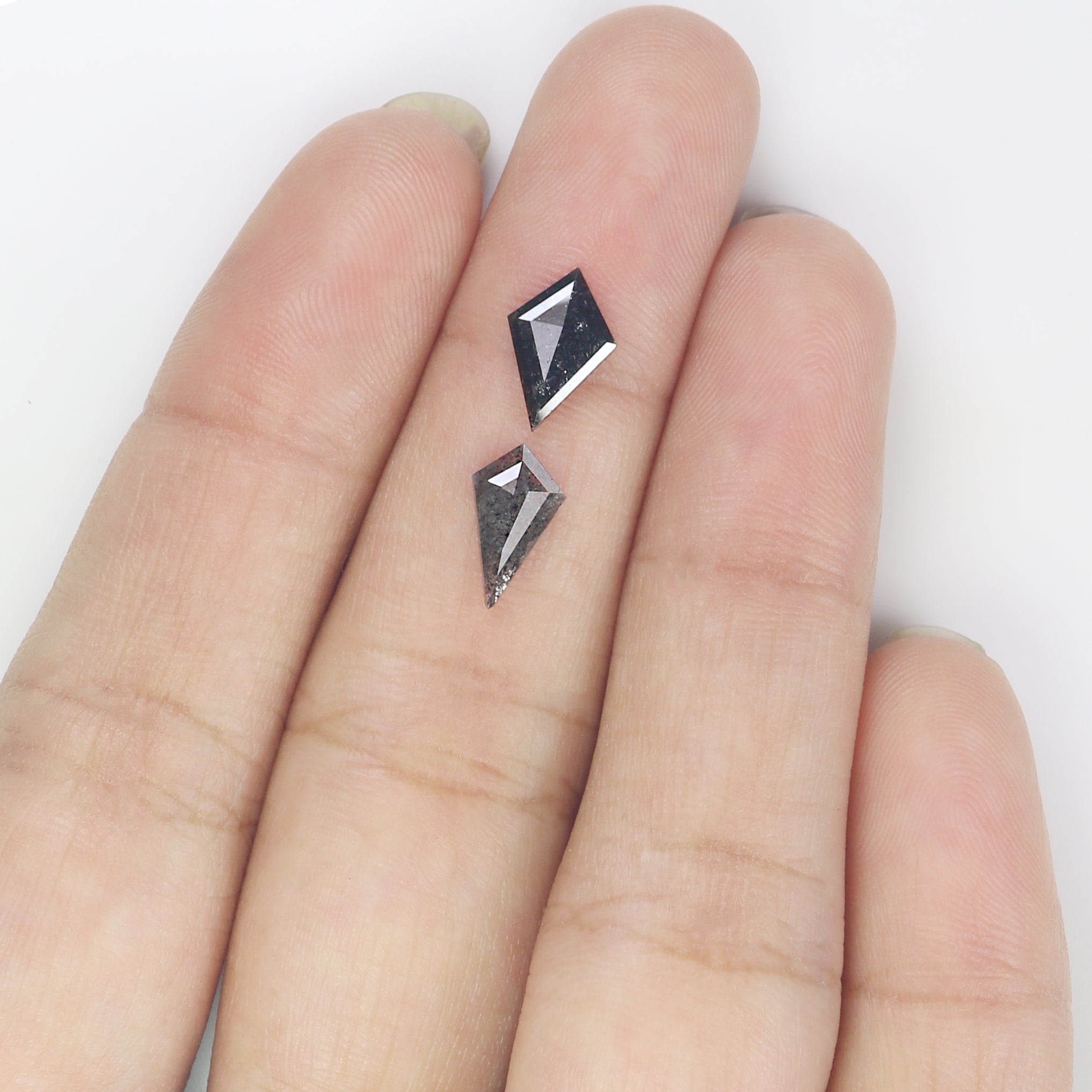 1.11 CT Natural Loose Kite Cut Pair Diamond Salt And Pepper Kite Shape Diamond 9.50 MM Natural Black Grey Color Kite Rose Cut Diamond N2604