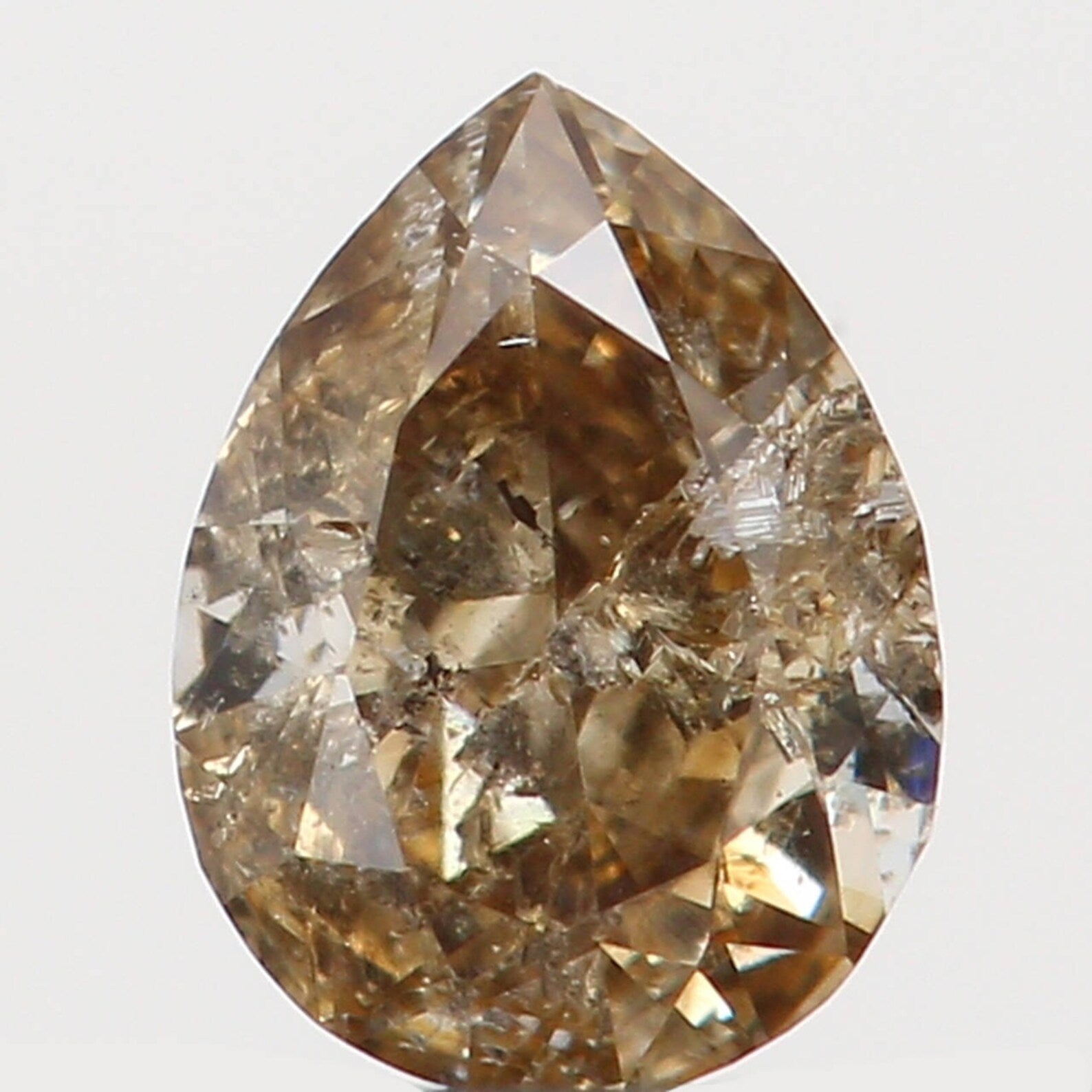 0.19 Ct Natural Loose Diamond Pear Greenish Brown Color I2 Clarity 4.20 MM N7258
