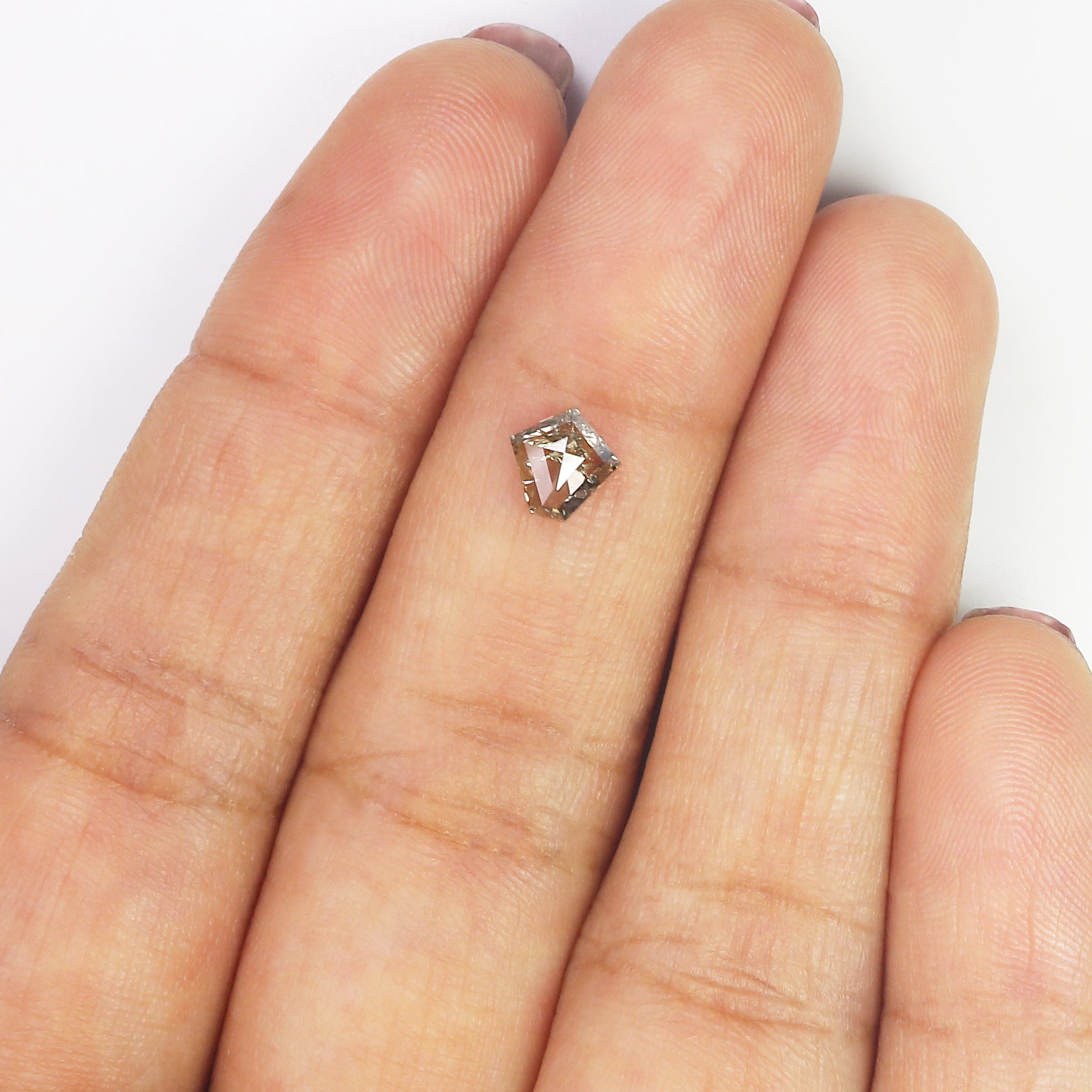 0.64 Ct Natural Loose Pentagon Shape Diamond Brown Color Pentagon Cut Diamond 5.95 MM Natural Brown Color Pentagon Rose Cut Diamond LQ9583
