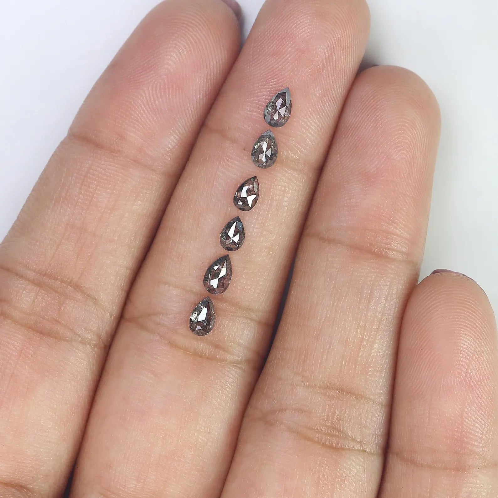 0.94 CT Natural Loose Pear Diamond Salt And Pepper Diamond 4.10 MM Natural Loose Diamond Black Grey Color Pear Shape Rose Cut Diamond NQ1563