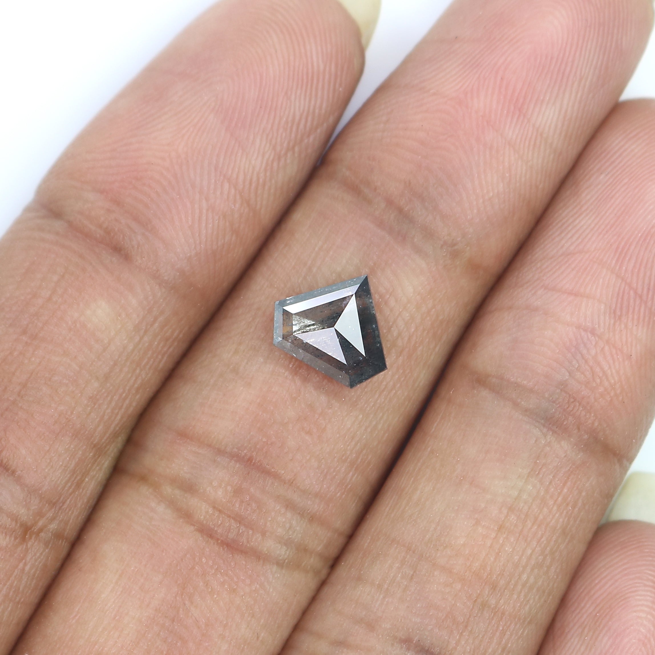 1.06 Ct Natural Loose Shield Shape Diamond Salt And Pepper Shield Cut Diamond 7.15 MM Natural Black Gray Color Shield Rose Cut Diamond LC64