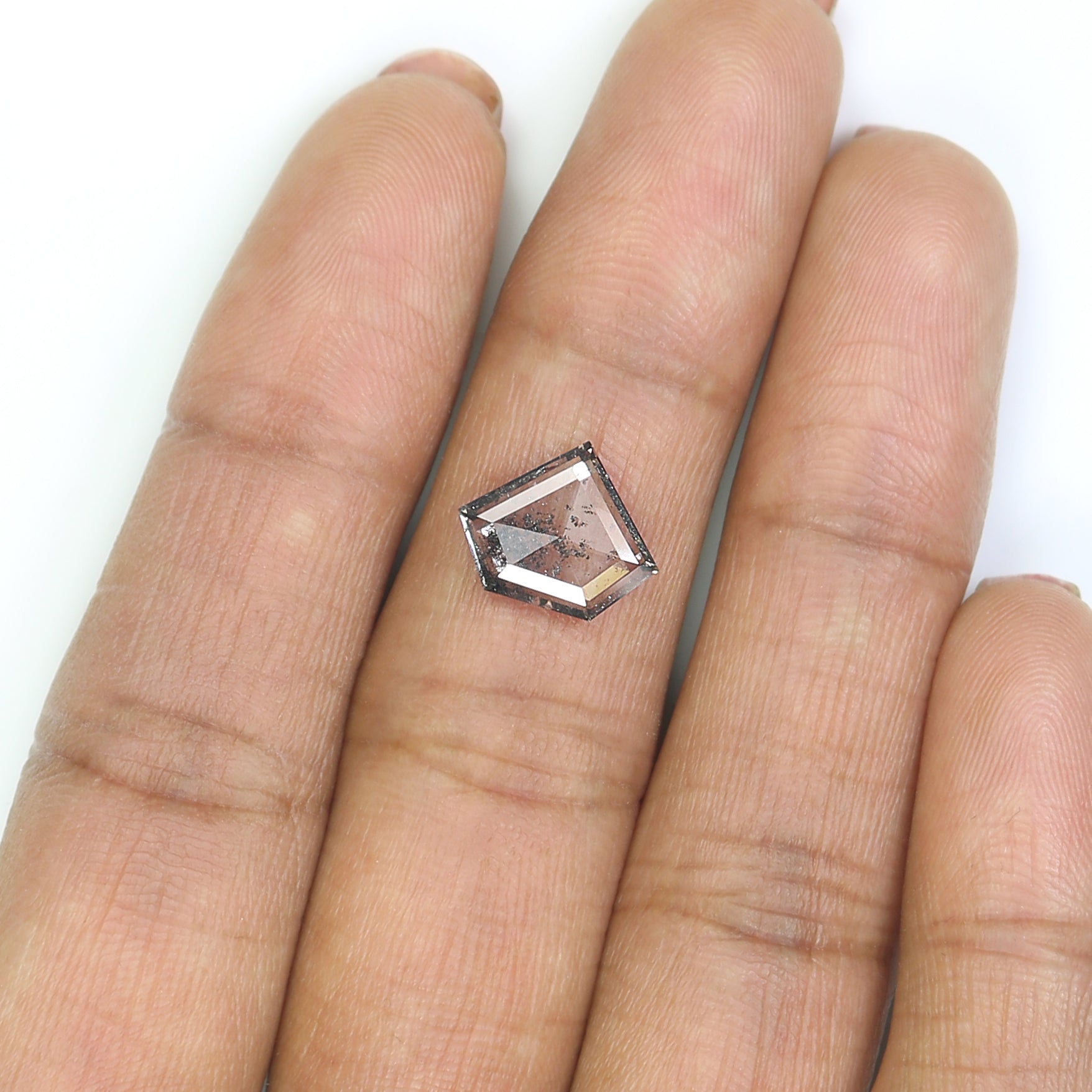 1.84 CT Shield Rose Cut Salt And Pepper Lab Grown 9.45 MM Loose Diamond CVD Fancy Black Grey Color Lab Created Antique Shape Diamonds KDL3515