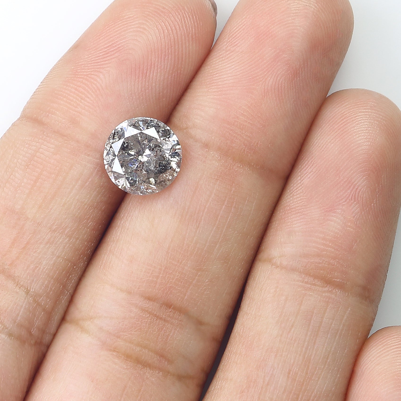 2.35 CT Natural Loose Round Shape Diamond Salt And Pepper Round Diamond 8.25 MM Natural Black Gray Color Round Brilliant Cut Diamond LQ3324