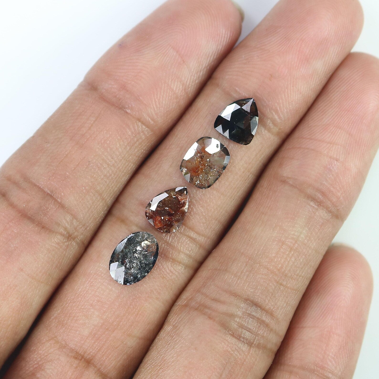 1.85 Ct Natural Loose Mix Shape Diamond Mix Color Diamond 8.40 MM Natural Loose Diamond Black Brown Color Mix Shape Rose Cut Diamond NQ2542