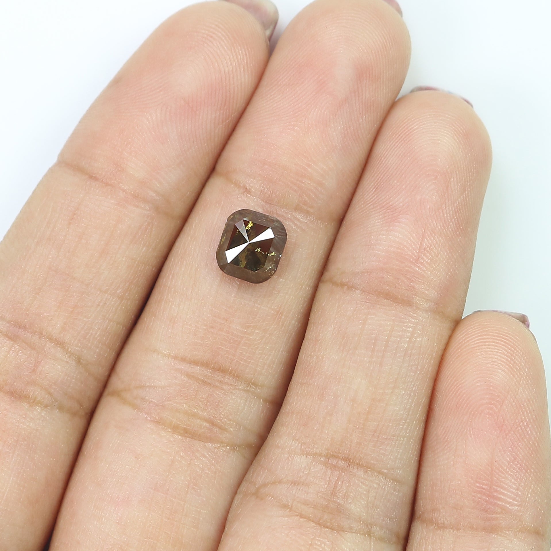 1.42 CT Natural Loose Cushion Shape Diamond Brown Champagne Color Cushion Rose Cut Diamond 6.60 MM Natural Cushion Shape Diamond LQ6162