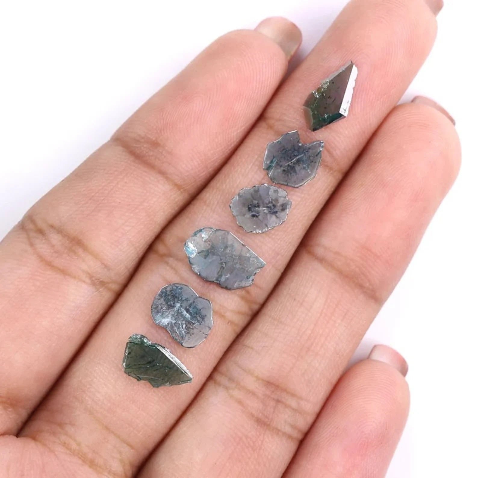 1.47 CT Natural Loose Slice Shape Diamond Blue Color Irregular Cut Diamond 8.00 MM Natural Loose Diamond Blue Color Slice Cut Diamond NQ370