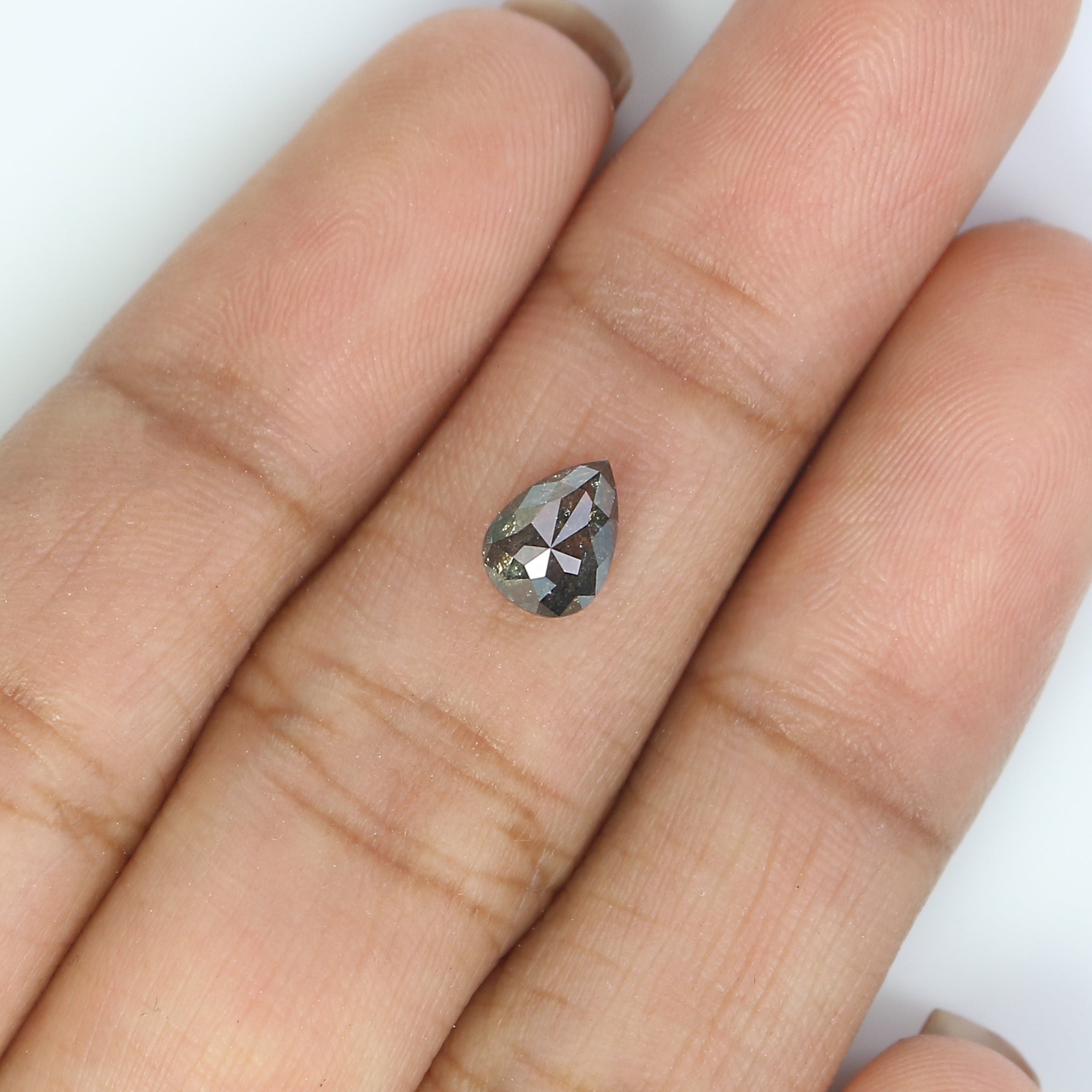0.74 CT Natural Loose Pear Shape Diamond Salt And Pepper Pear Rose Cut Diamond 6.75 MM Black Grey Color Pear Shape Rose Cut Diamond LQ2936