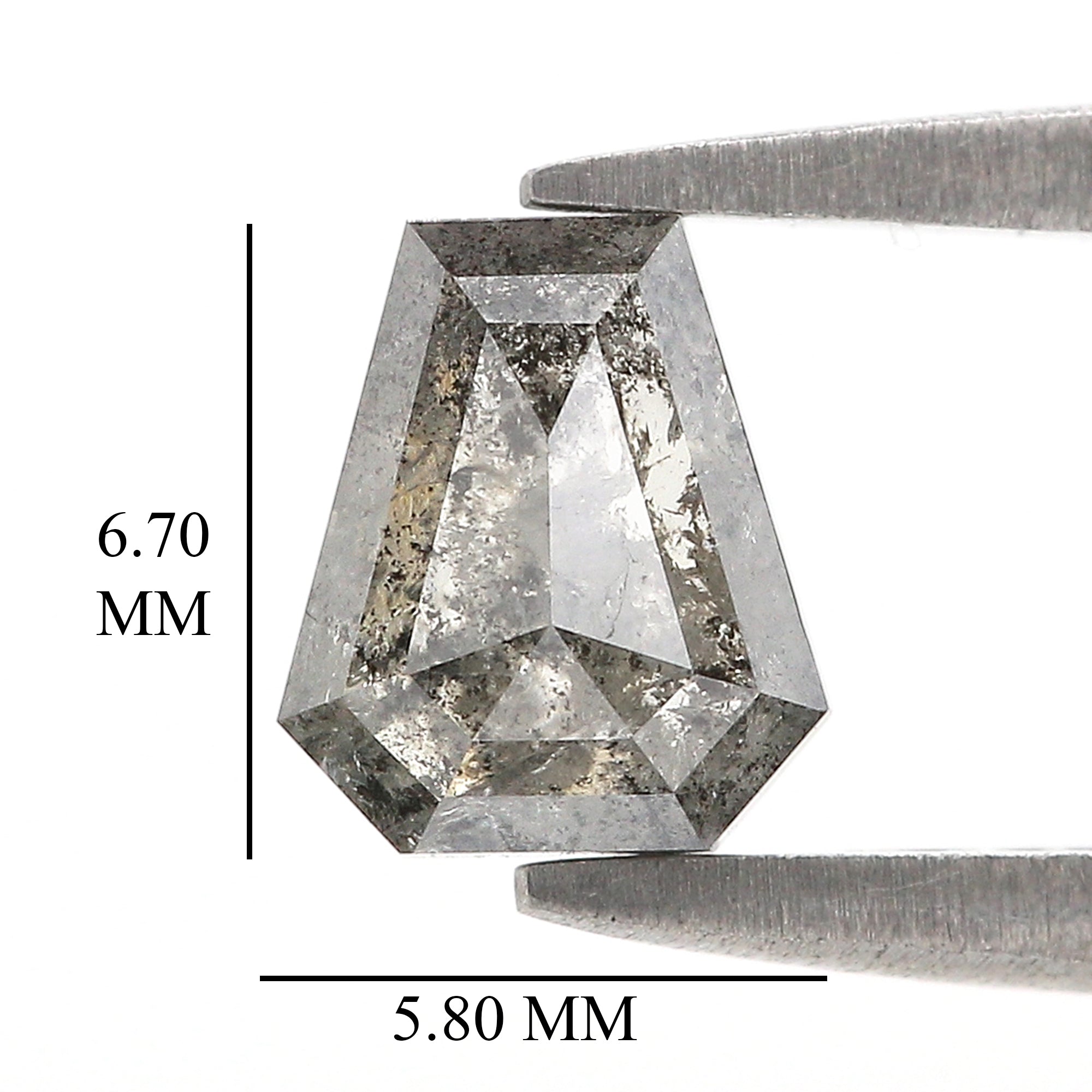 Natural Coffin Salt and Pepper Diamond 0.97 CT Loose Rose Cut Black Grey Color Stone 6.70 MM Rustic Diamond For Custom Engagement Ring L3677