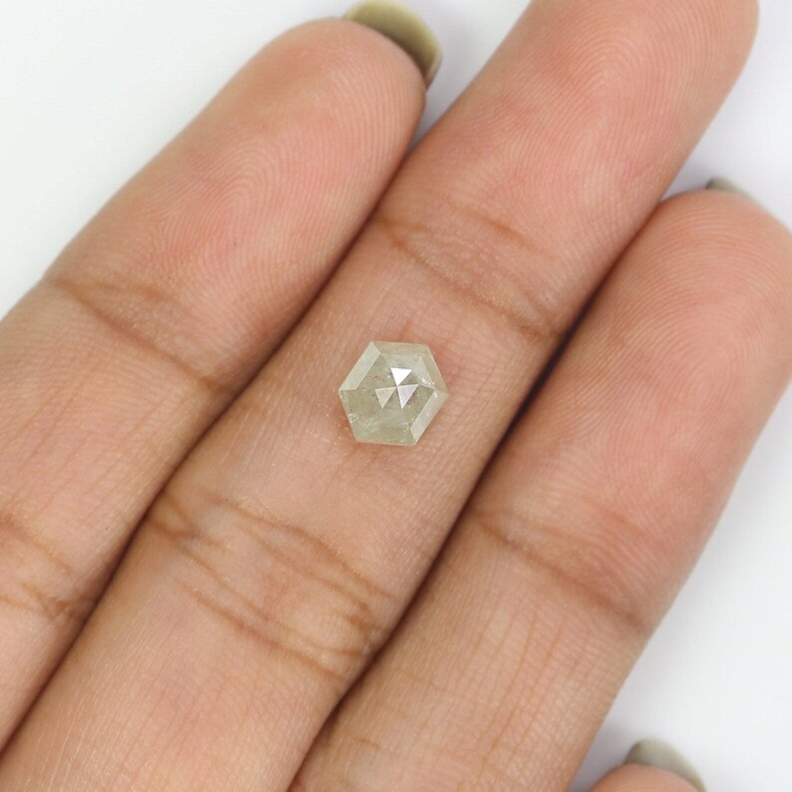 0.98 CT Natural Loose Hexagon Shape Diamond Grey Color Hexagon Diamond 6.70 MM Natural Diamond Grey Color Hexagon Rose Cut Diamond NQ8270