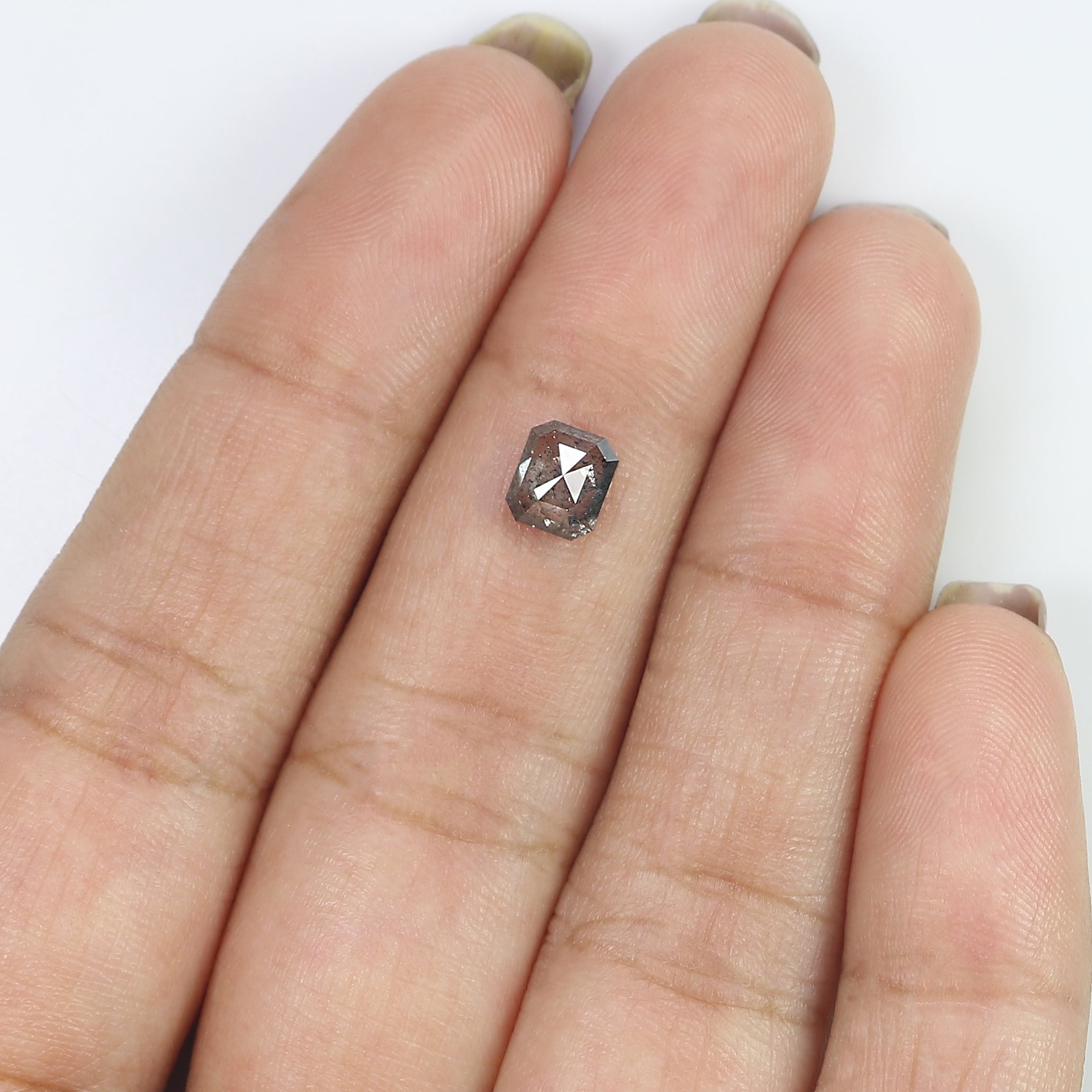 0.81 CT Natural Loose Emerald Diamond Salt And Pepper Diamond Natural Loose Diamond 5.70 MM Emerald Rose Cut Diamond Emerald Shape LQ8669
