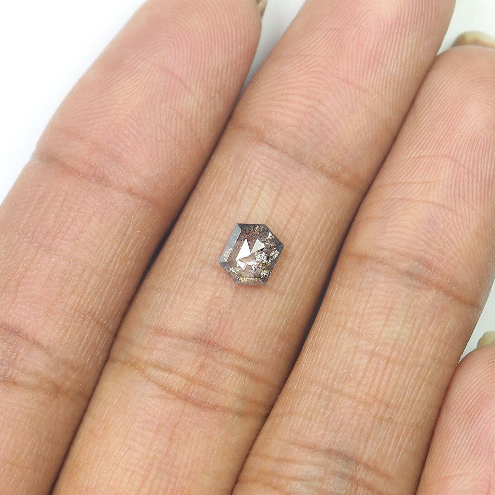 0.64 CT Natural Loose Hexagon Shape Diamond Salt And Pepper Hexagon Cut Diamond 6.00 MM Natural Loose Hexagon Shape Rose Cut Diamond QN1439