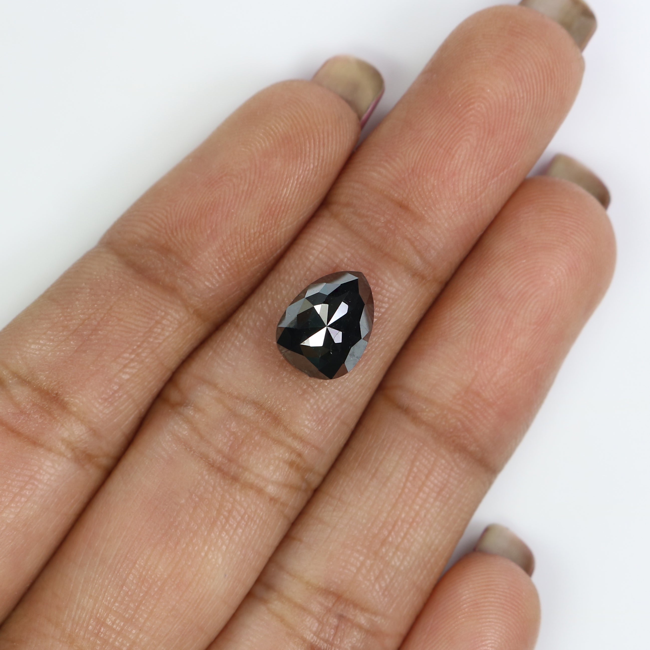3.03 CT Natural Loose Pear Shape Diamond Black Color Pear Shape Diamond 9.45 MM Natural Loose Diamond Black Pear Rose Cut Diamond LQ2905