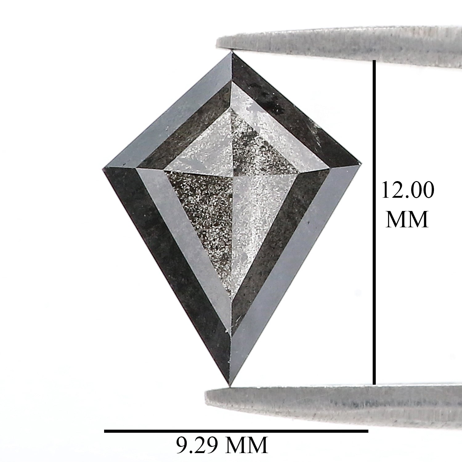 Natural Kite Salt and Pepper Diamond 2.71 CT Loose Rose Cut Black Grey Stone 12.00 MM Rustic Diamond For Custom Engagement Ring L3618
