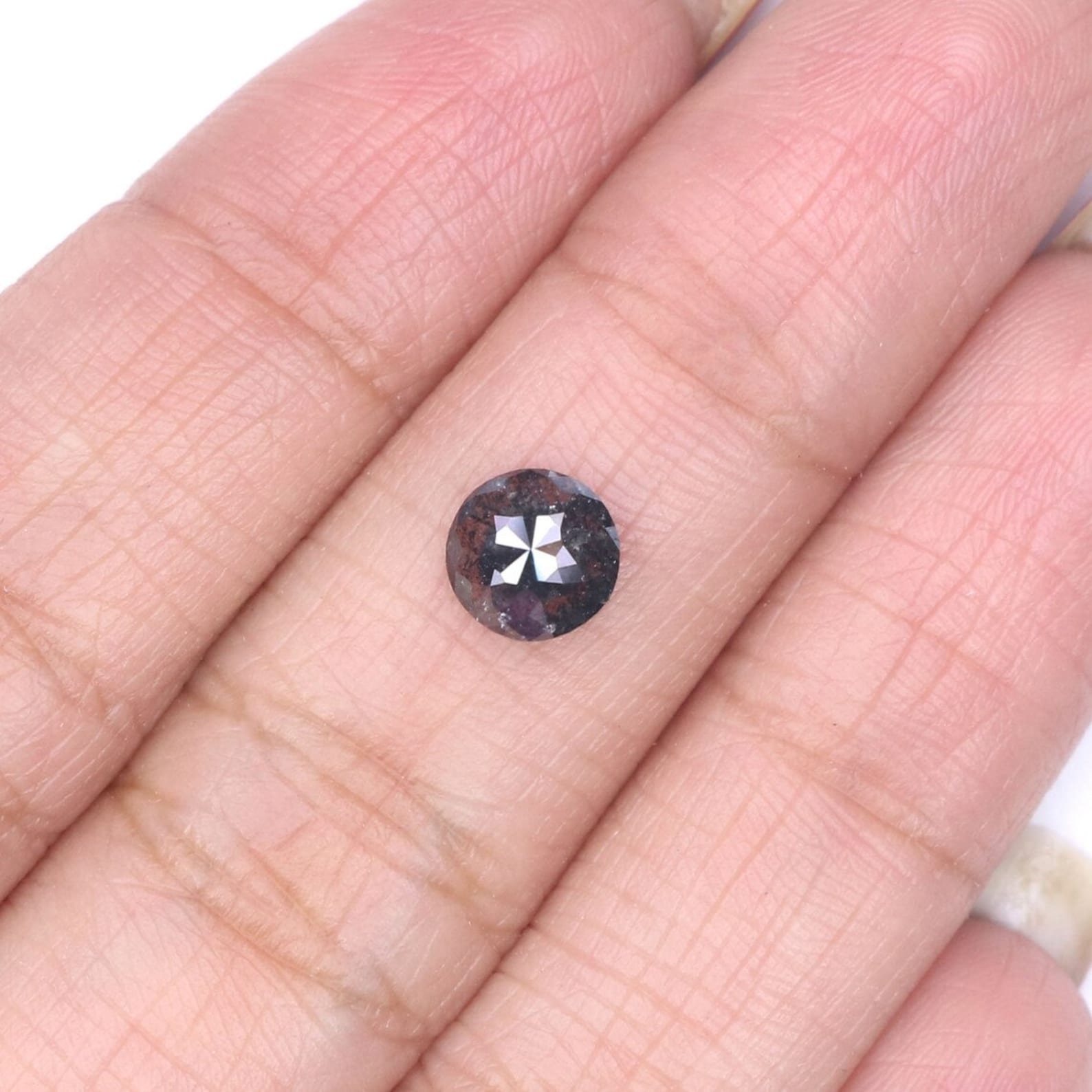 0.89 CT Natural Loose Round Rose Cut Diamond Salt And Pepper Round Cut Diamond 6.25 MM Natural Loose Black Grey Round Shape Diamond NQ1972