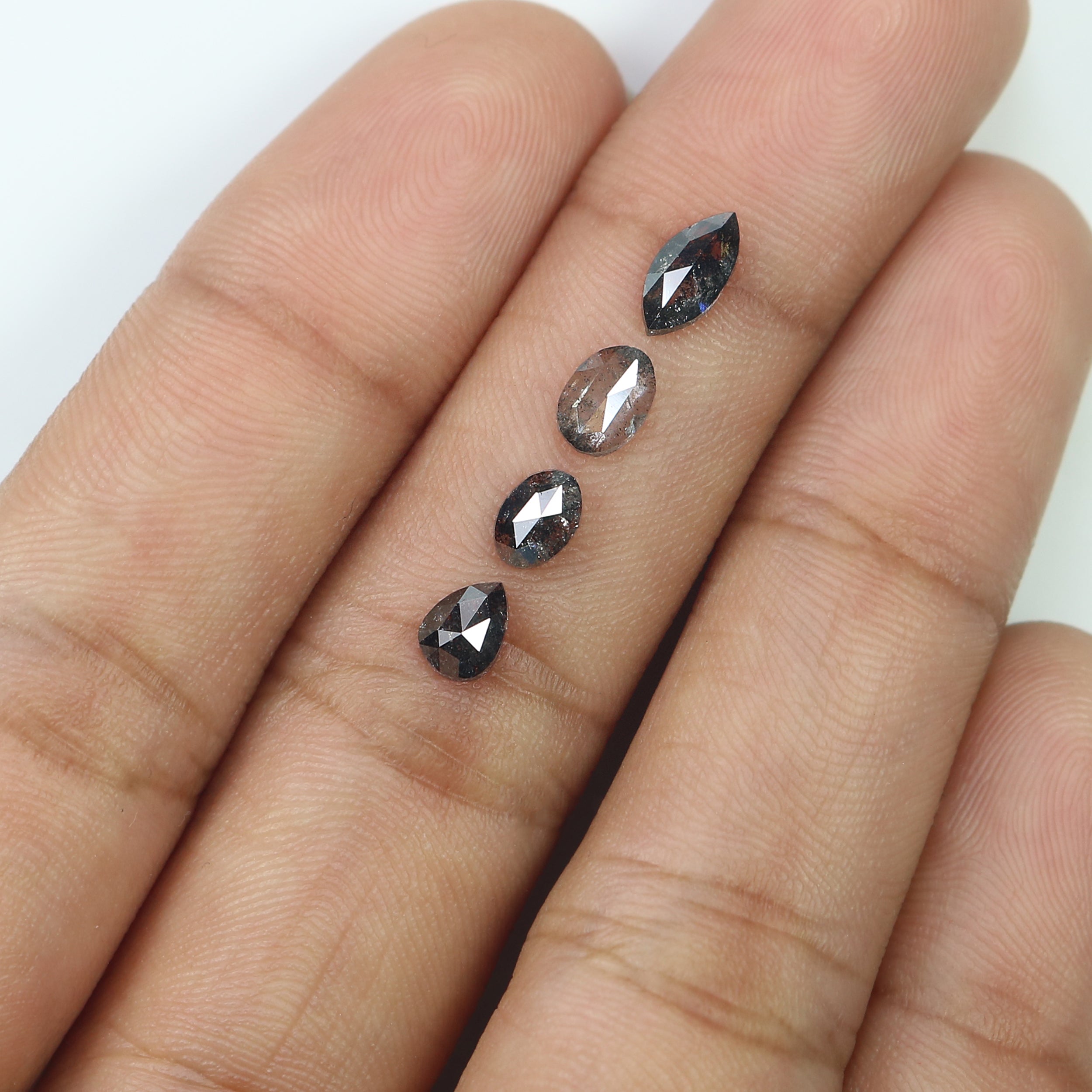 1.39 Ct Natural Loose Mix Shape Diamond Salt And Pepper Mix Shape Diamond 5.10 MM Natural Black Grey Color Mix Shape Rose Cut Diamond N8513
