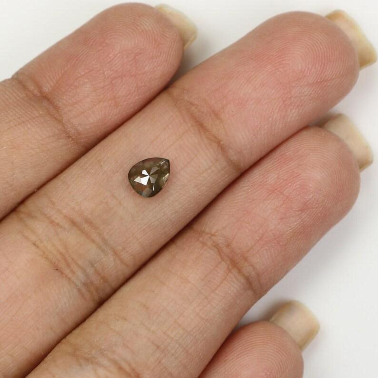 0.54 CT Natural Loose Pear Shape Diamond Green Color Pear Cut Diamond 5.65 MM Natural Loose Diamond Grey Color Pear Rose Cut Diamond NQ1769