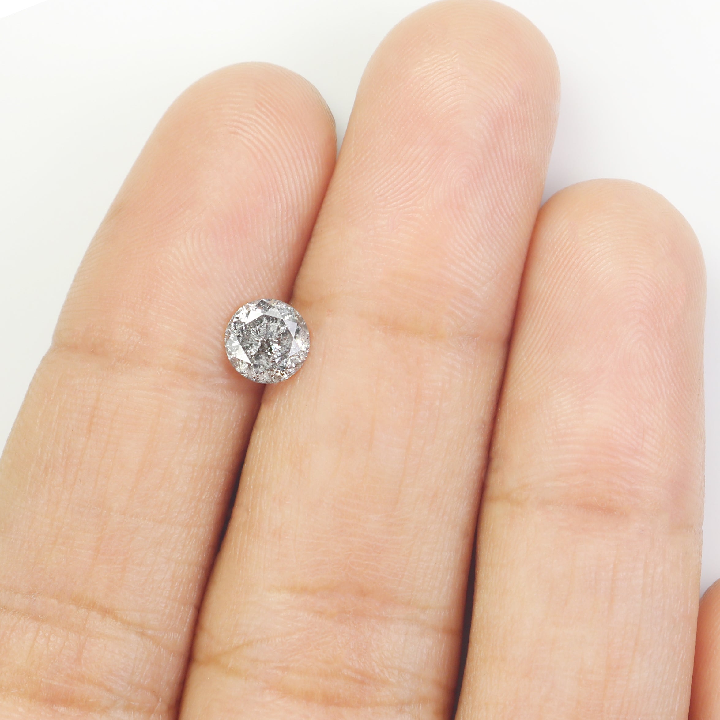 0.65 CT Natural Loose Round Shape Diamond Salt And Pepper Round Cut Diamond 5.35 MM Natural Black Grey Round Brilliant Cut Diamond L3486