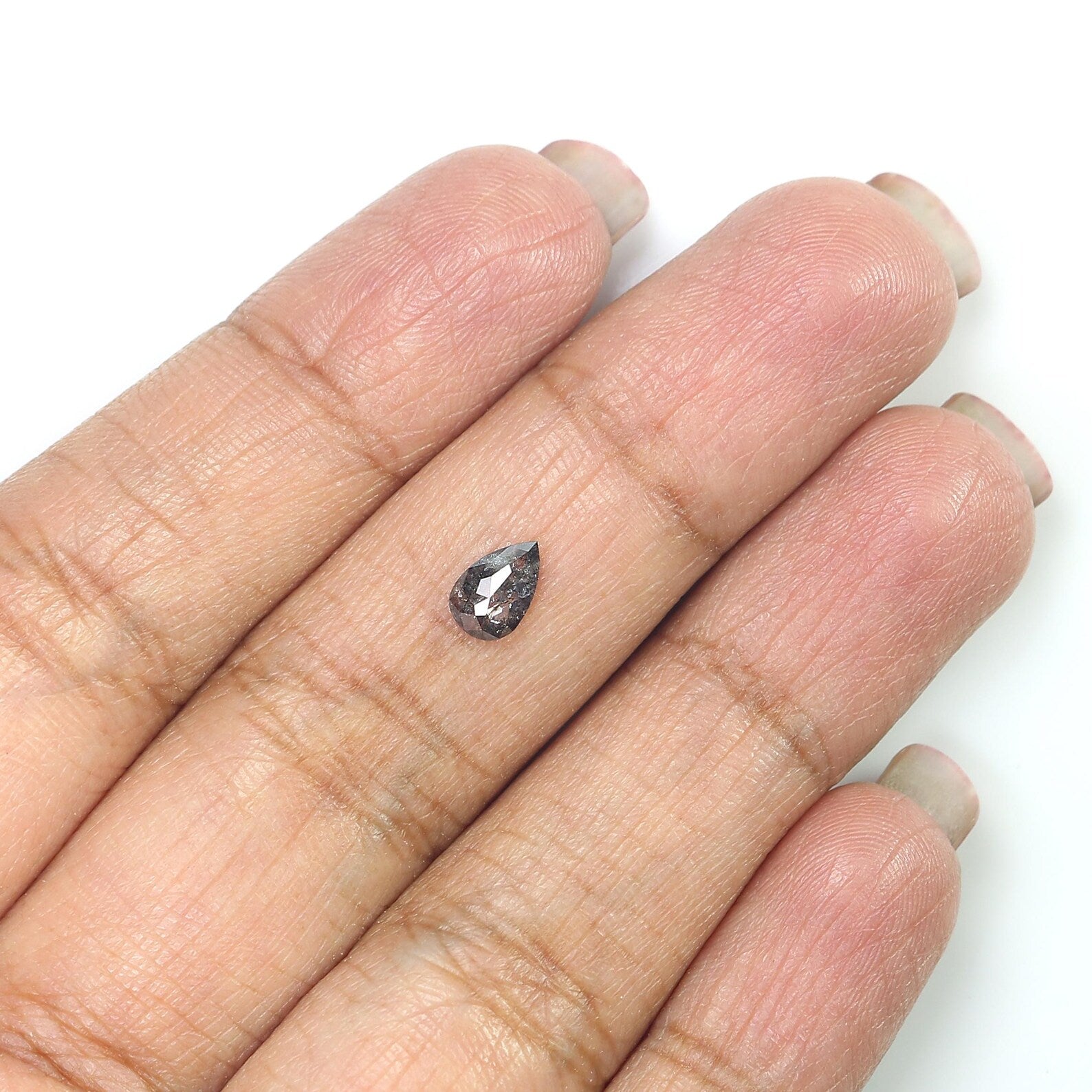 0.42 CT Natural Loose Pear Shape Diamond Salt And Pepper Pear Cut Diamond 6.40 MM Natural Loose Diamond Pear Shape Rose Cut Diamond QN2275