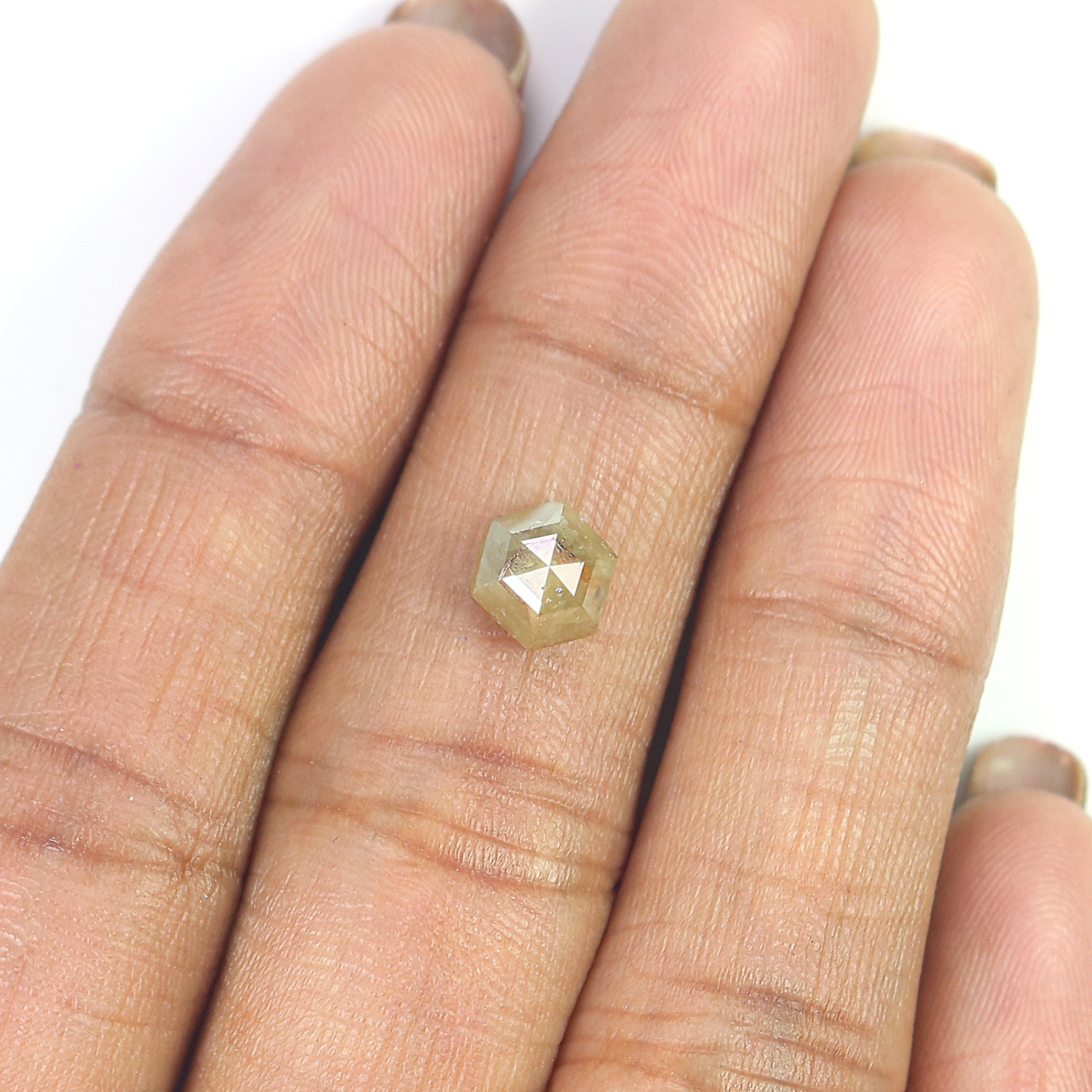 1.64 CT Natural Loose Hexagon Shape Diamond Yellow Color Hexagon Diamond 7.00 MM Natural Loose Grey Color Hexagon Rose Cut Diamond LQ7190