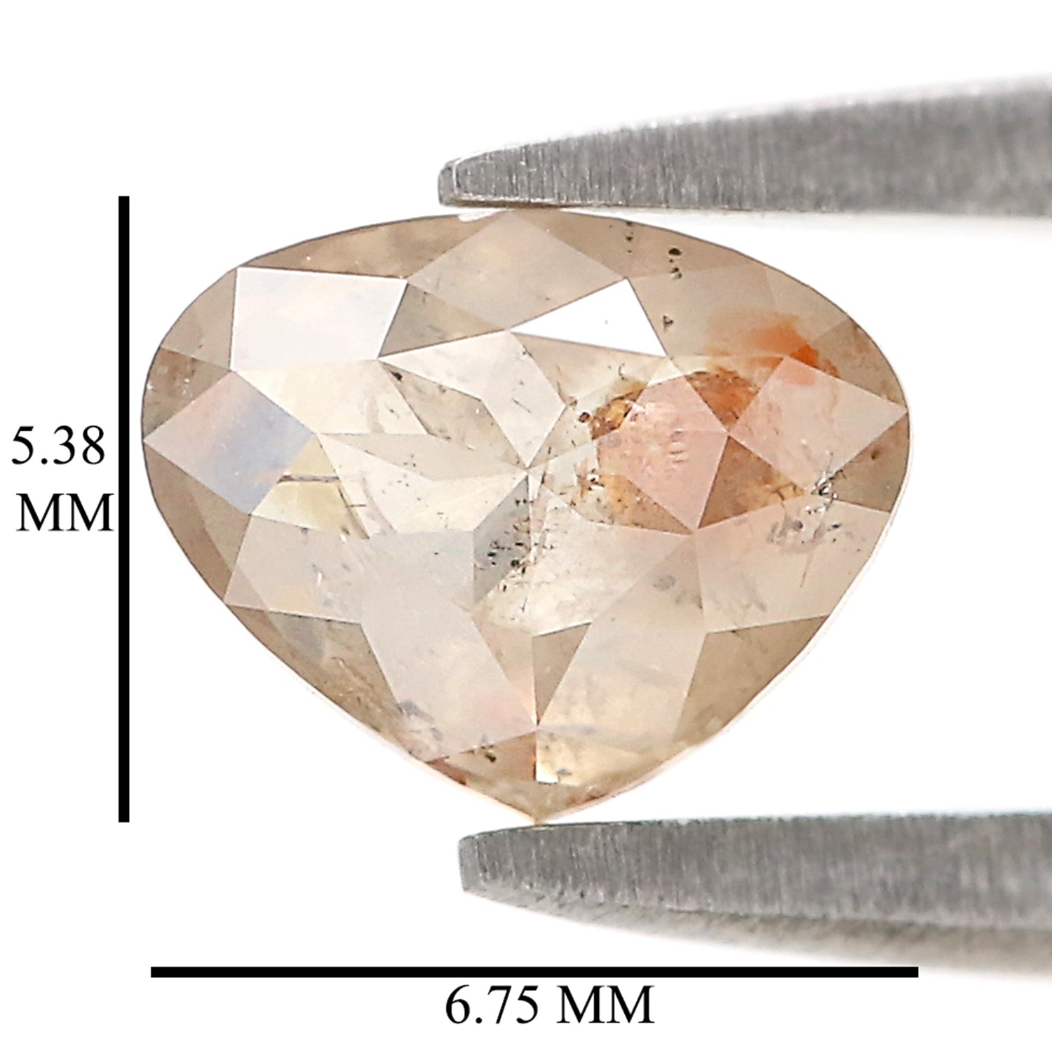 Natural Heart Grey Diamond 0.91 CT Loose Rose Cut Brown Stone 5.40 MM Rustic Diamond Heart Diamond For Custom Engagement Ring L3649