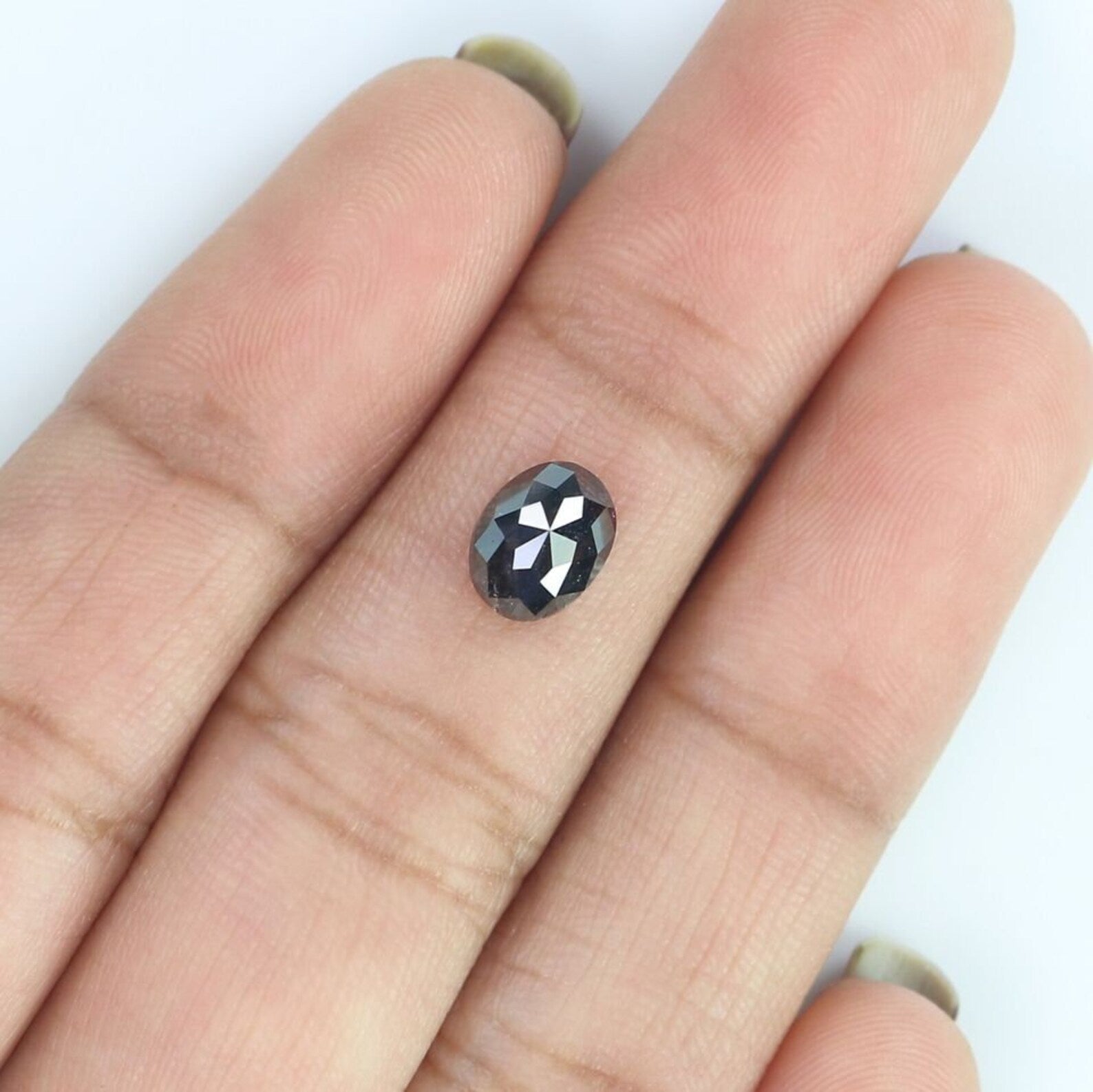 1.07 CT Natural Loose Oval Shape Diamond Salt And Pepper Oval Cut Diamond 7.15 MM Natural Loose Diamond Oval Shape Rose Cut Diamond QN404