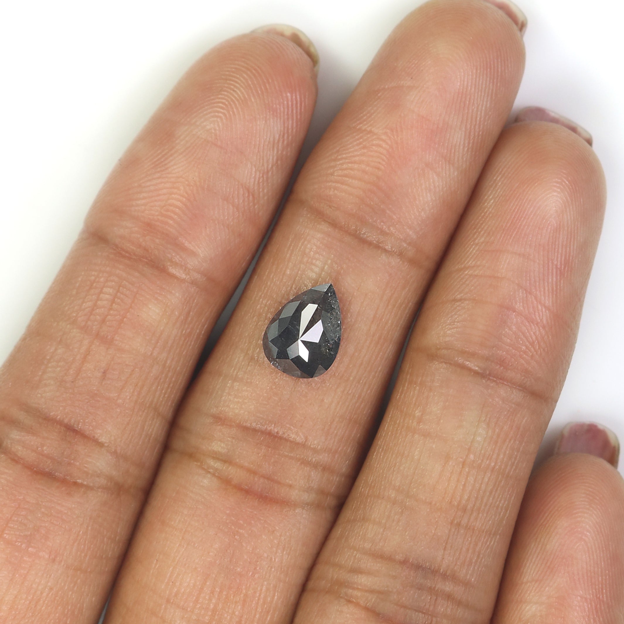 1.44 CT Natural Loose Pear Shape Diamond Salt And Pepper Pear Diamond 8.70 MM Natural Loose Black Grey Color Pear Rose Cut Diamond N2626