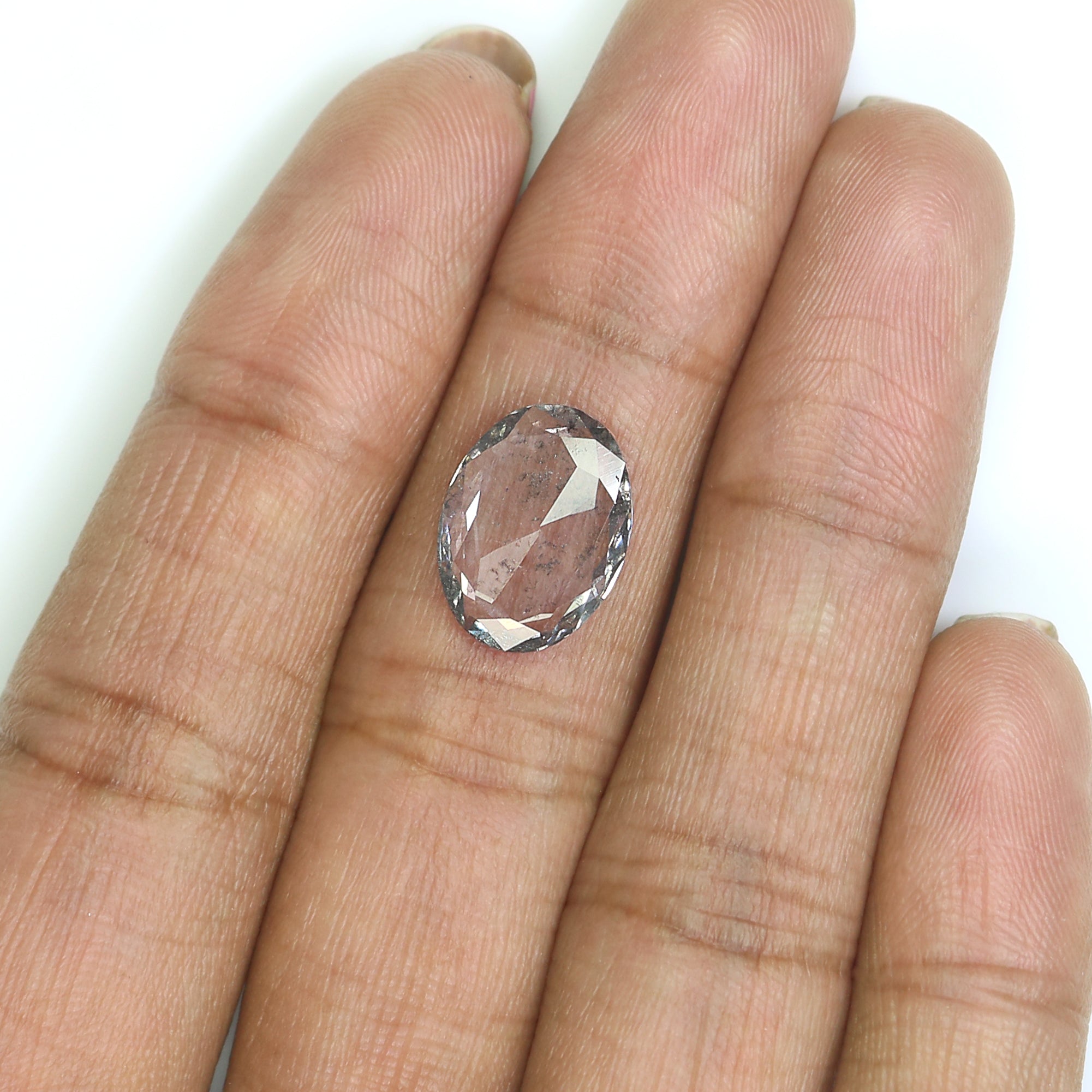 2.40 CT Oval Rose Cut Salt And Pepper Lab Grown 13.20 MM Loose Diamond CVD Fancy Black Grey Color Lab Created Antique Shape Diamonds L3520