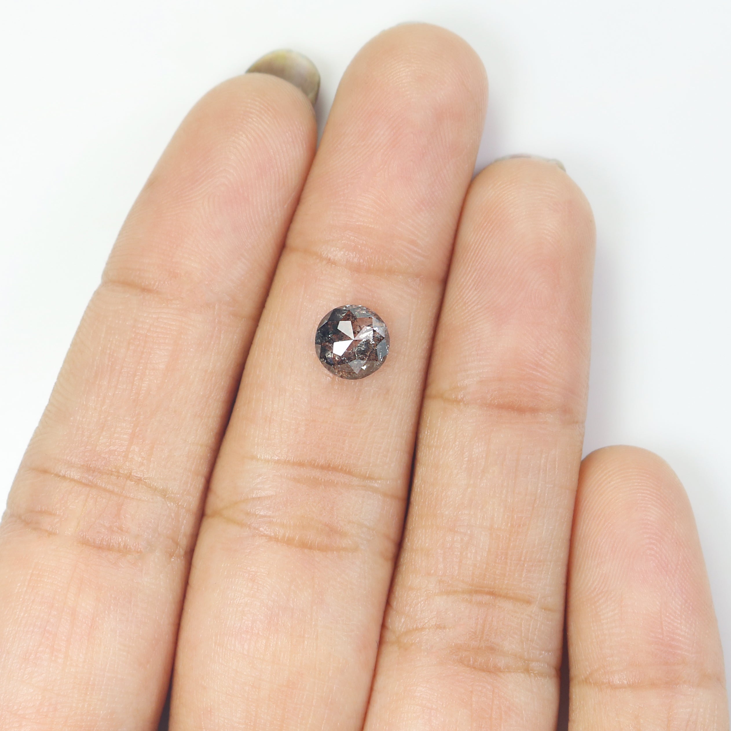 1.08 Ct Natural Loose Round Rose Cut Diamond Black Grey Color Rose Cut Diamond 6.35 MM Natural Loose Salt And Pepper Rose Cut Diamond QL1402