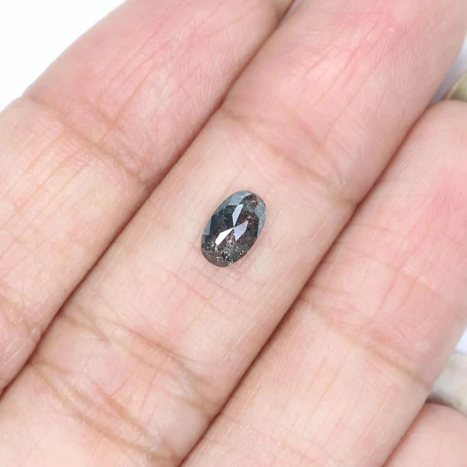 0.58 CT Natural Loose Oval Shape Diamond Salt And Pepper Oval Diamond 6.50 MM Natural Loose Black Grey Color Oval Rose Cut Diamond NQ2040