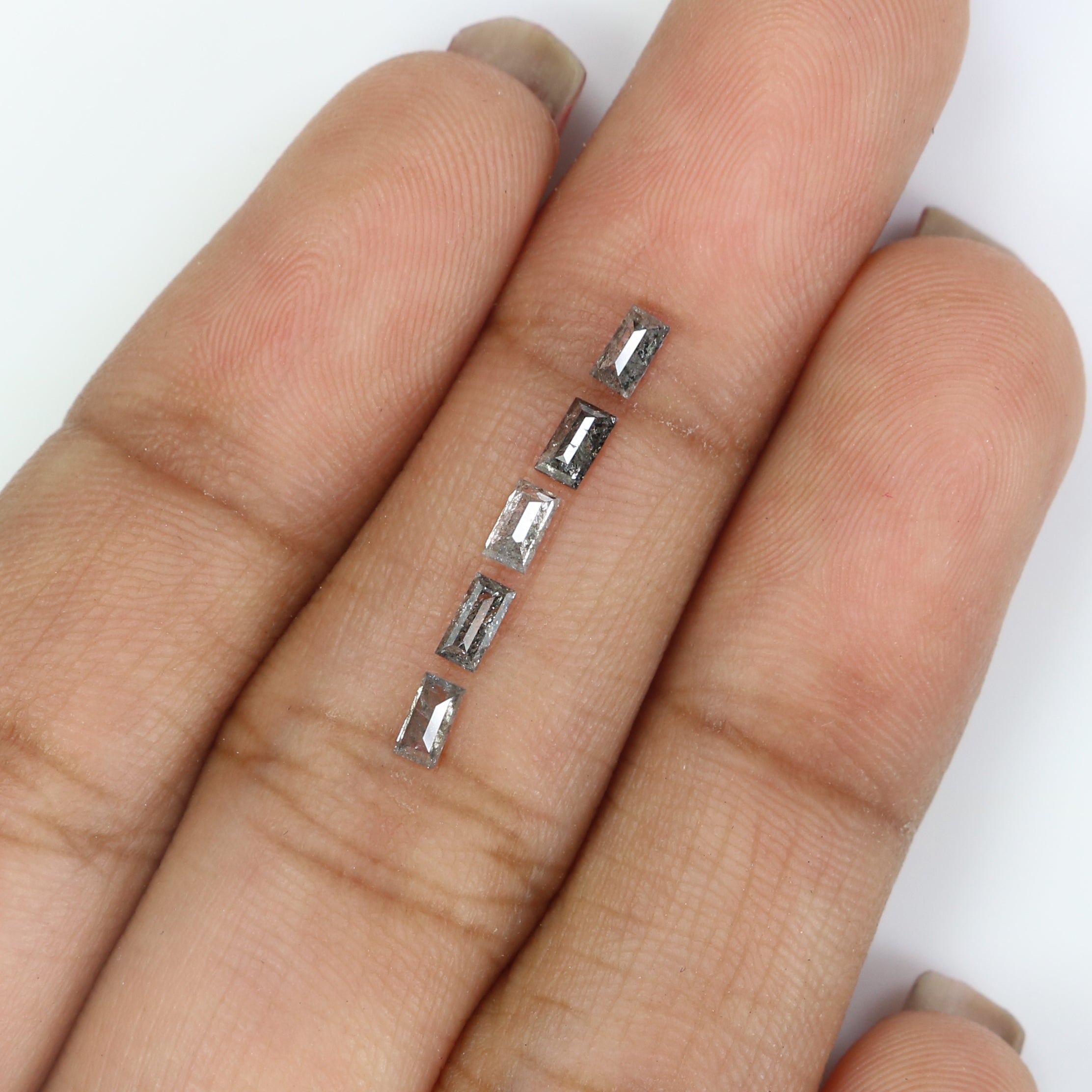 0.49 CT Natural Loose Baguette Shape Diamond Salt And Pepper Baguette Diamond 3.55 MM Natural Black Grey Baguette Rose Cut Diamond LQ2816