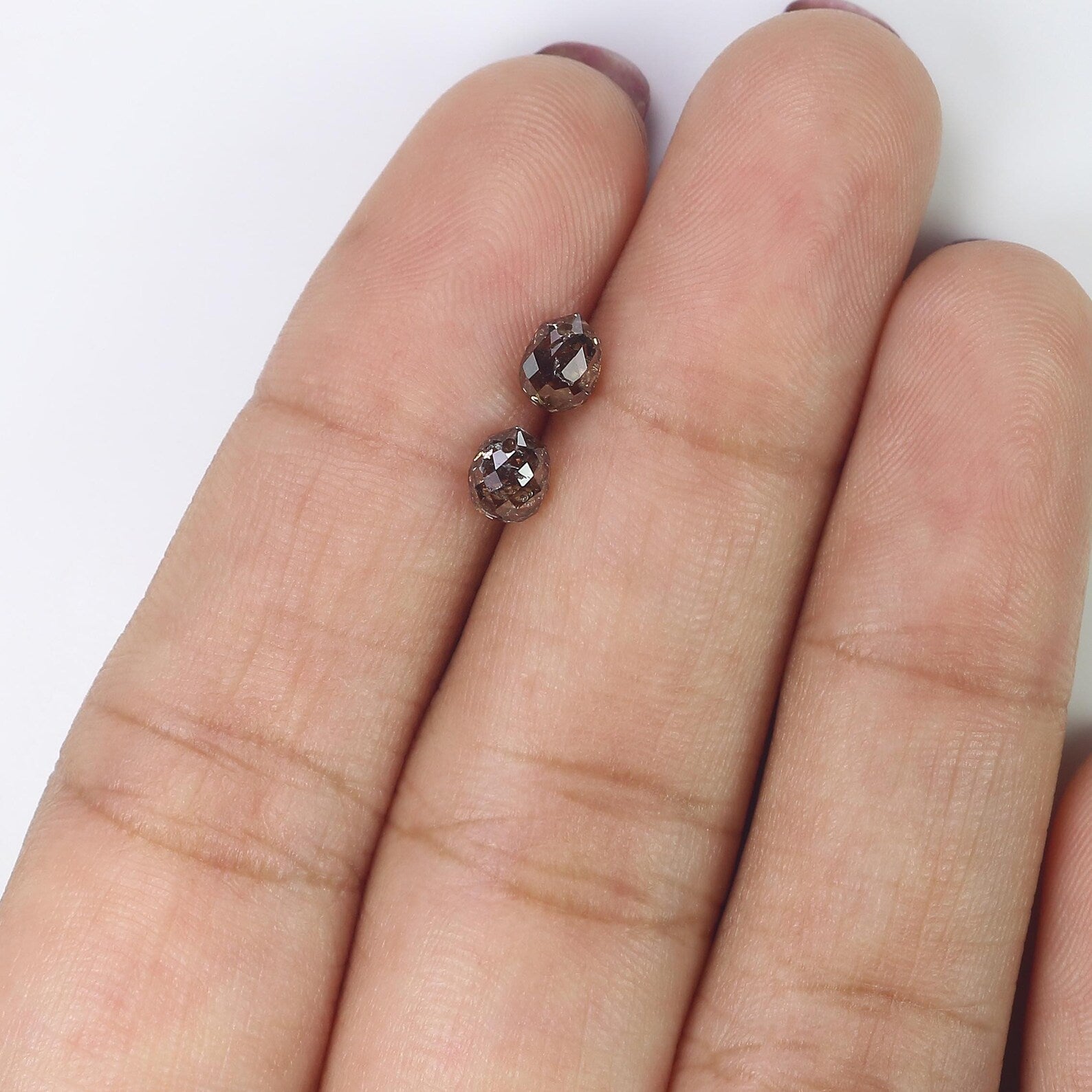 1.31 CT Natural Loose Drop Shape Pair Diamond Brown Color briolette Diamond 4.75 MM Natural Diamond Brown Color Drop Rose Cut Diamond NQ856
